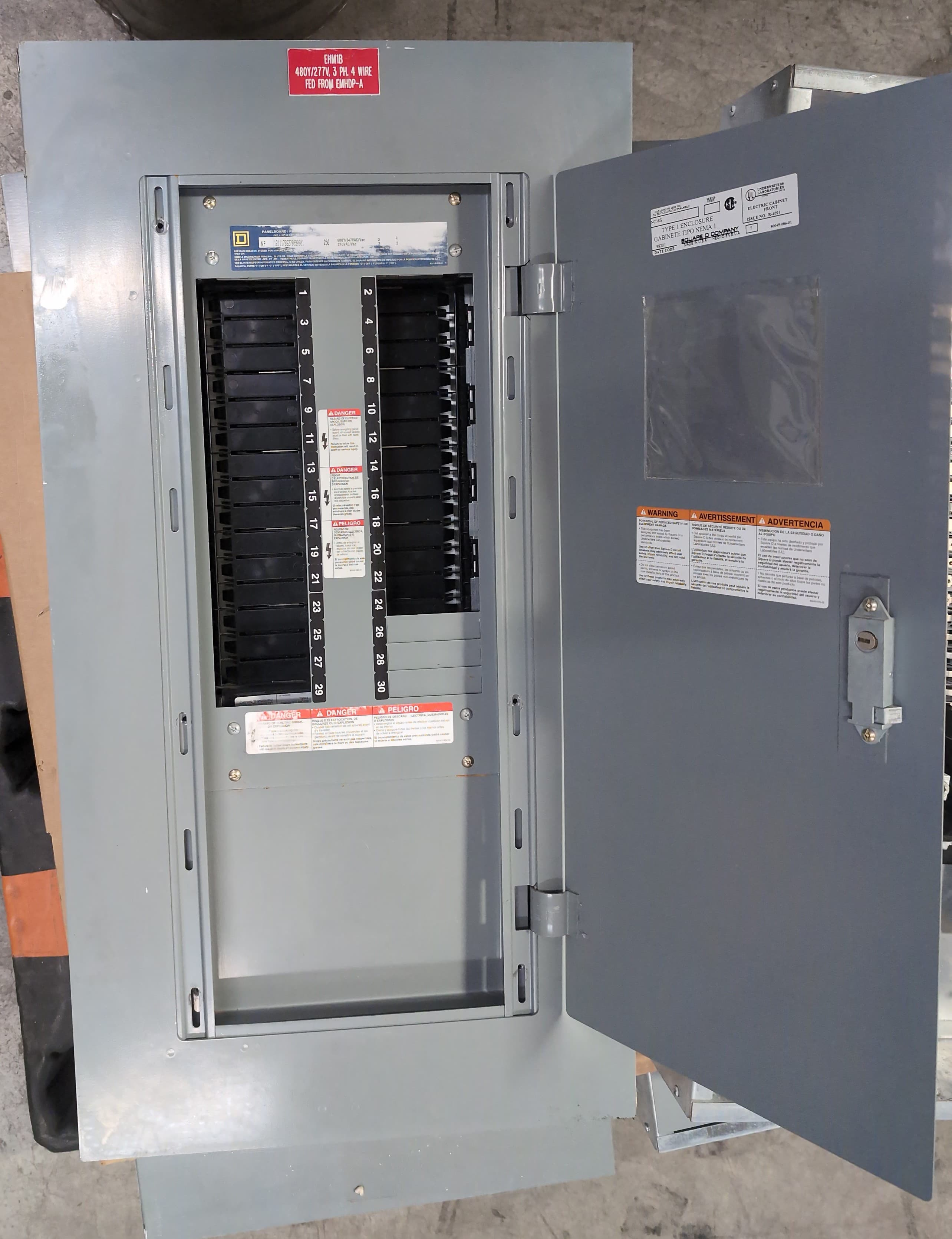 Square D NF Panelboard 250A 600V 480V 3PH 4W 30 Cir MLO Panel 250 Amp MH38 – image 1