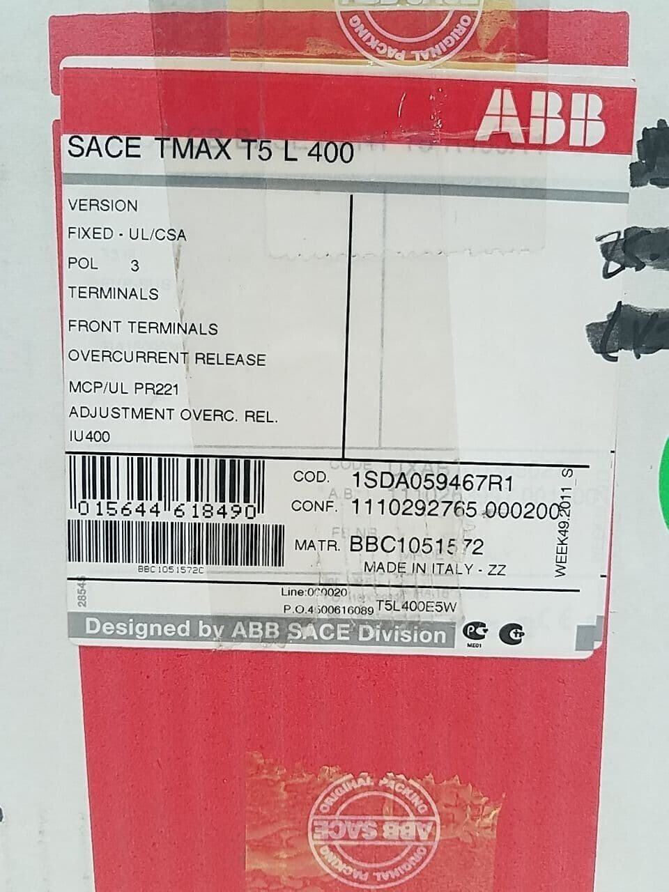 ABB T5L400E5W Circuit Breaker — image 1 of 8