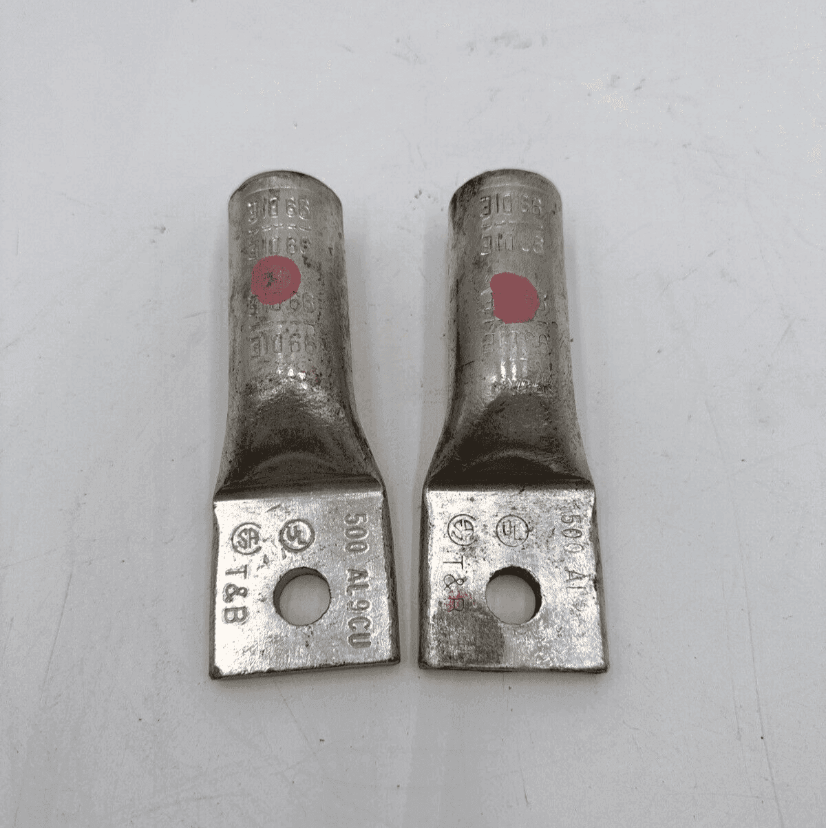 2PC Lot Thomas Betts TB 500 99 Die Compression Lug One Hole AL9CU 2 piece NOS