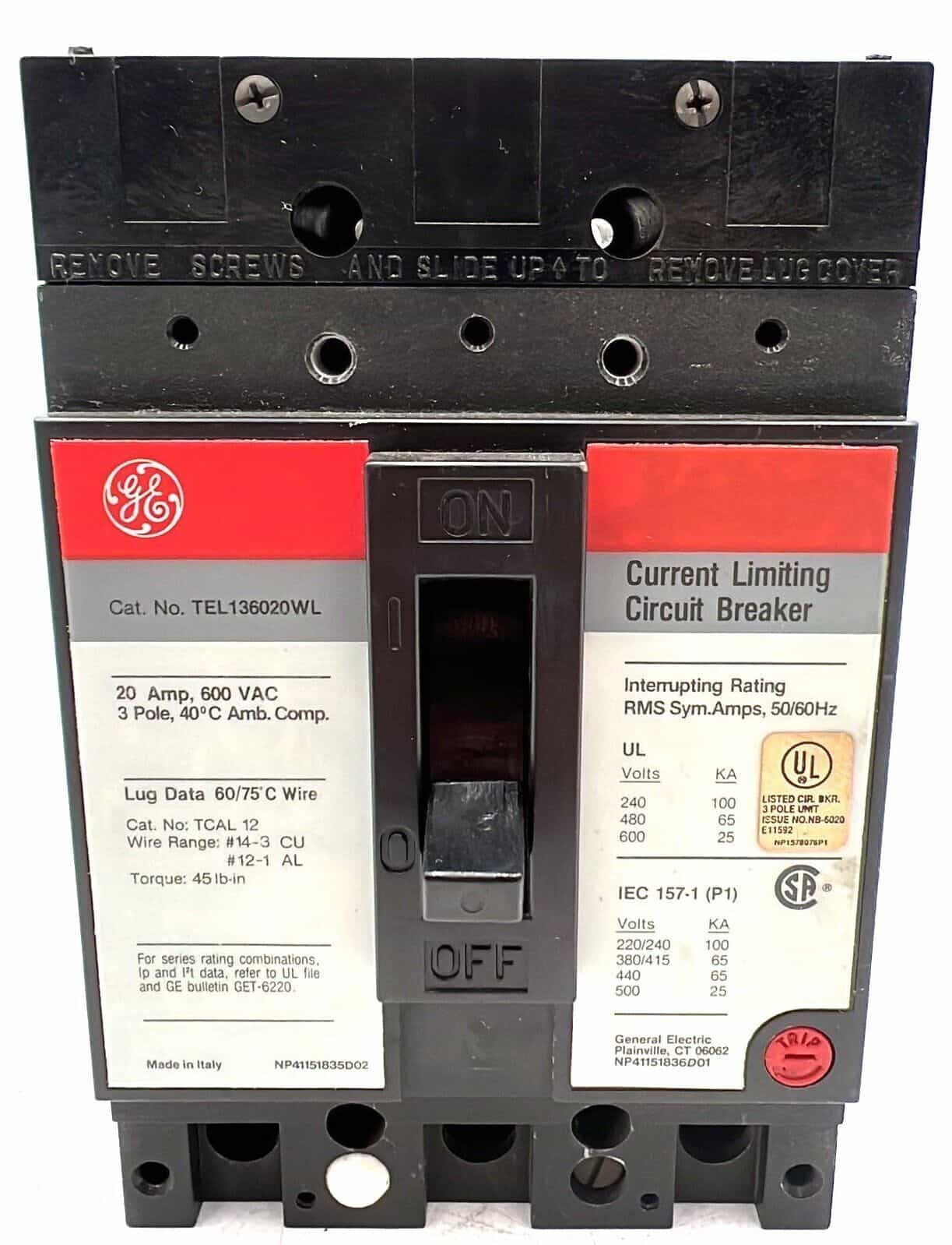 GE TEL136020WL Circuit Breaker — image 1 of 7