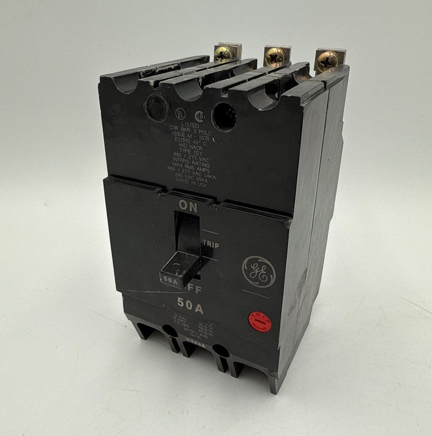 GE General Electric TEY350 Circuit Breaker 50A 3P 480/277V 3PH TEY 50 Amp – image 1