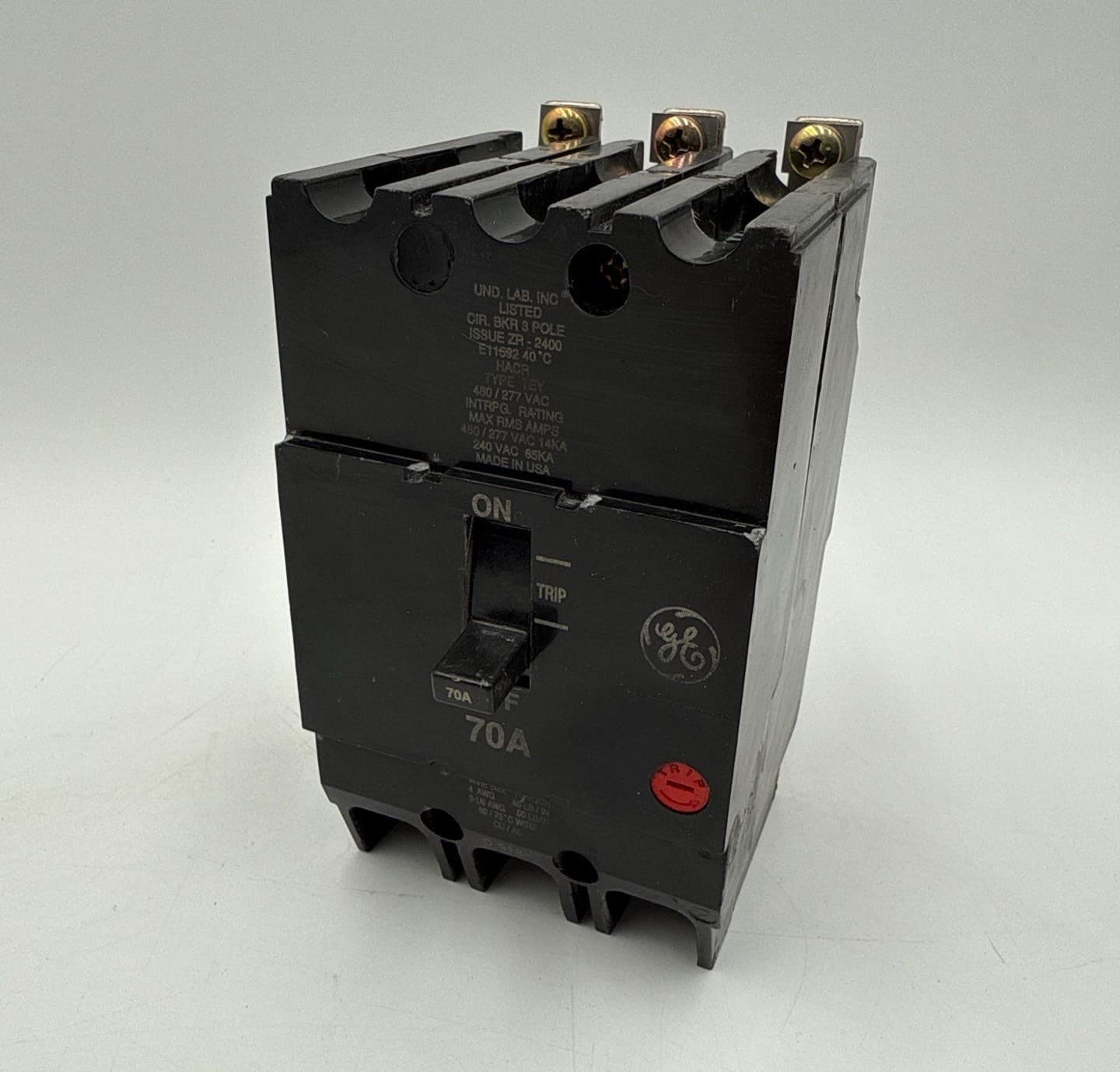 General Electric TEY370 Bolt On Circuit Breaker 70A 3P 480V 3PH TEY 70 Amp – image 1