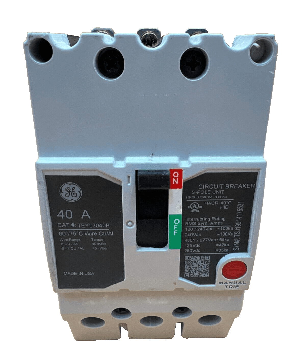 GE TEYL3040B Circuit Breaker — image 1 of 6