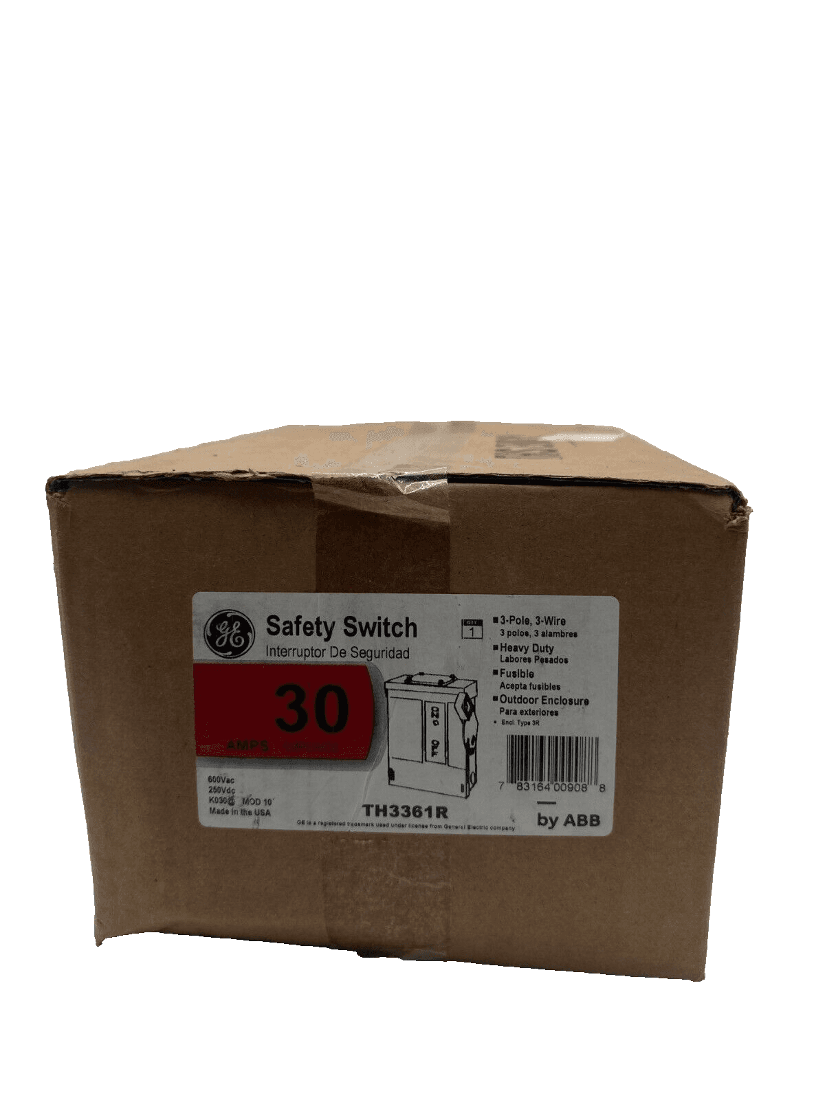 GE TH3361R Safety Switch Disconnect 30A 3P 600V 3R Outdoor Enclosure – image 1