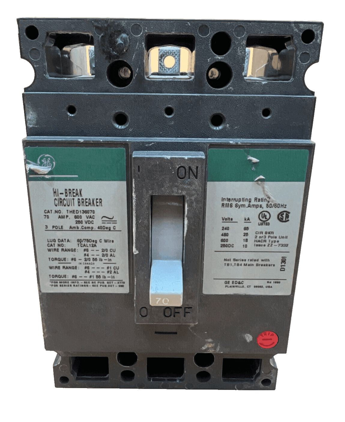GE THED136070 Circuit Breaker — image 1 of 6