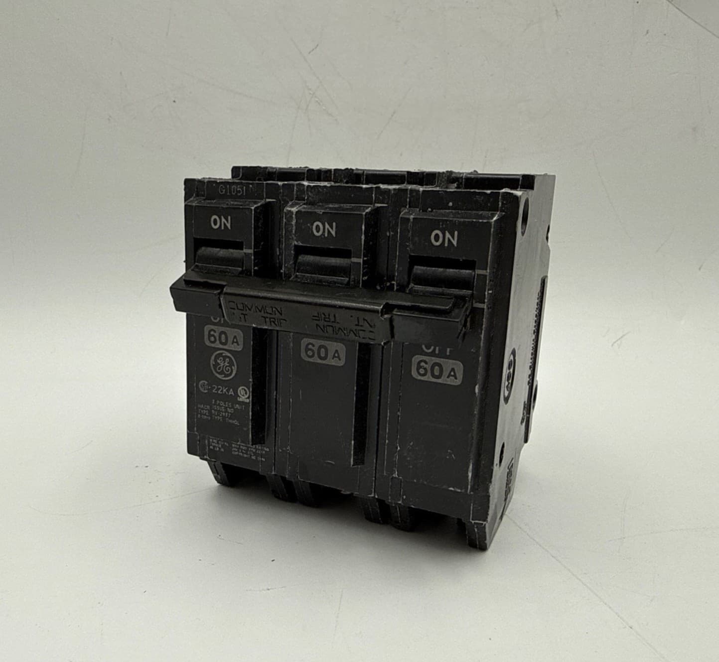 GE THHQL32060 Plug On Circuit Breaker 60A 3P 240V THHQL 22kA 60 Amp 3 Pole – image 1