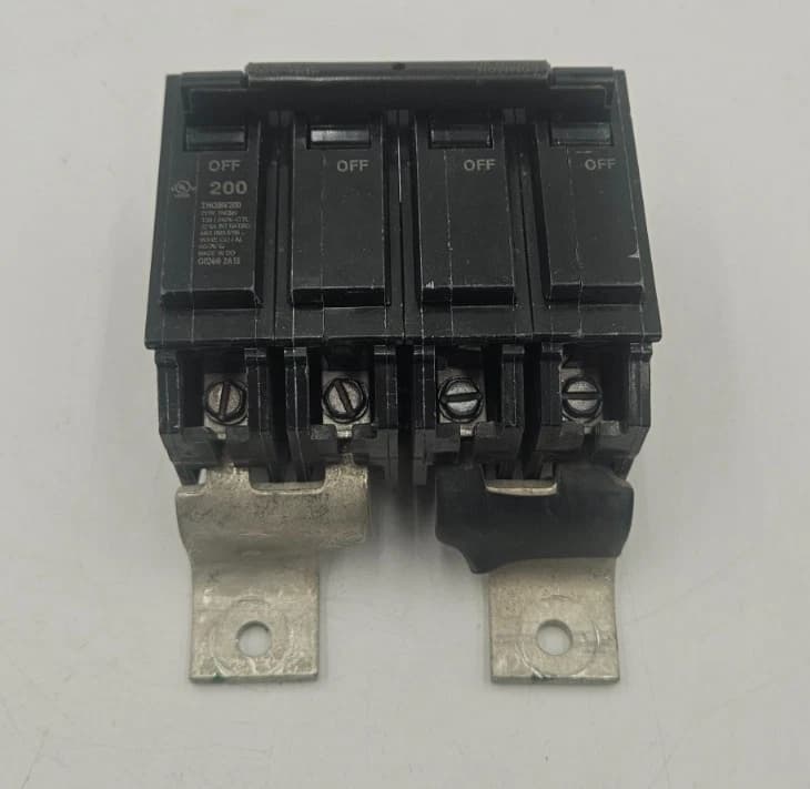 GE THQMV200 Main Circuit Breaker 200A 120/240V 2P 200 Amp 2 Pole with Mount USED – image 1