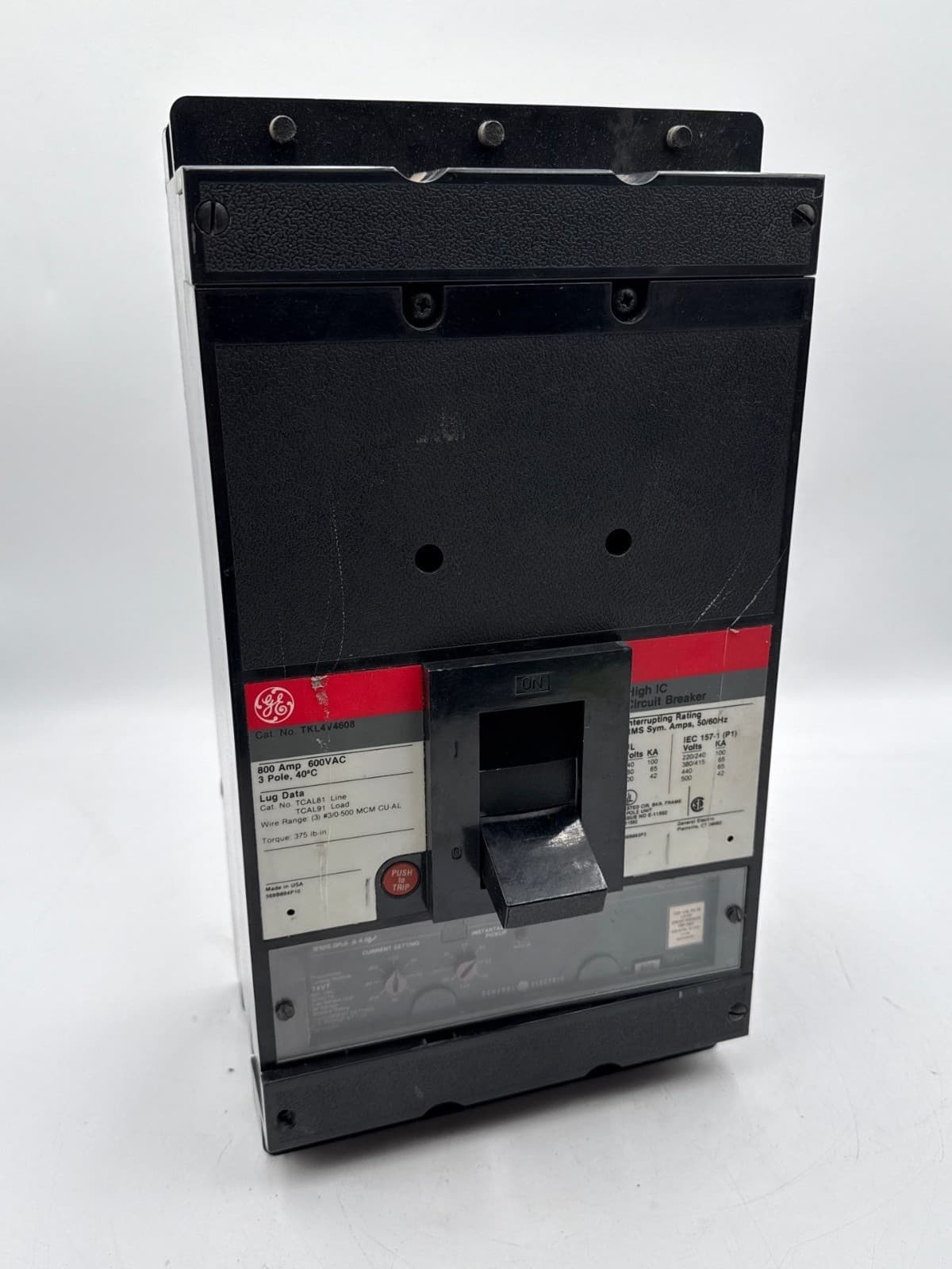 GE TKL4V4608 Circuit Breaker 800A 3P 600V 3PH TKL 800 Amp 3 Pole VersaTrip T4VT – image 1