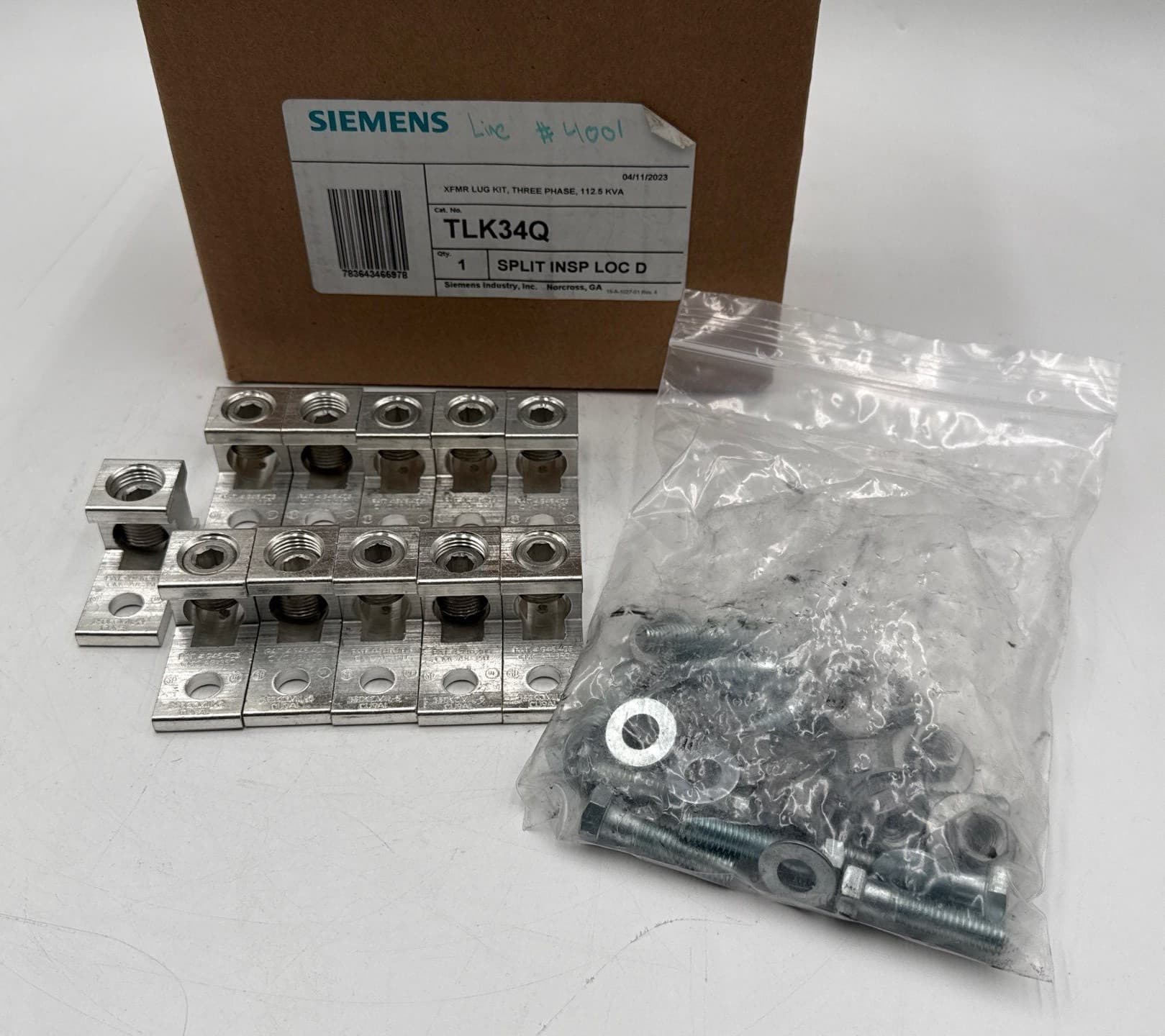 Siemens TLK34Q Terminal Lug Kit 112.5 kVA 11 Terminal For 3PH Ventilated Transformers – image 1
