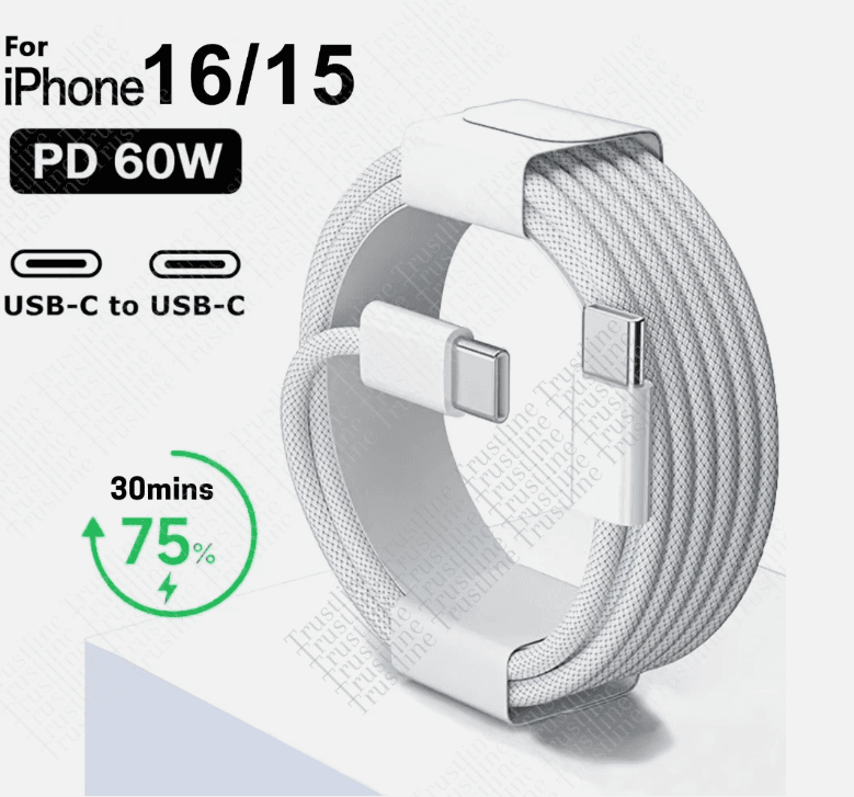 3Ft For iPhone 15 Pro 16 Plus USB C To USB C Fast Charger PD 60W Cable – image 1