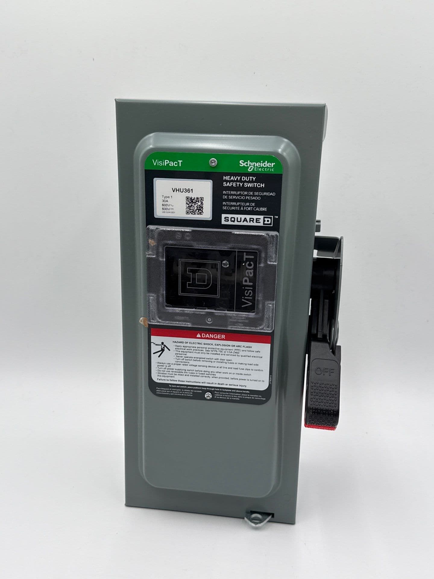 Square D VHU361 Safety Disconnect Switch 30A 3P 600V VisiPacT Type 1 Indoor – image 1