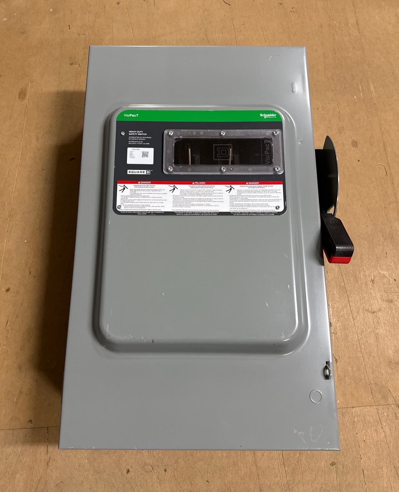 Square D VHU364 Safety Disconnect Switch 200A 3P 600V VisiPacT HD 200 Amp – image 1
