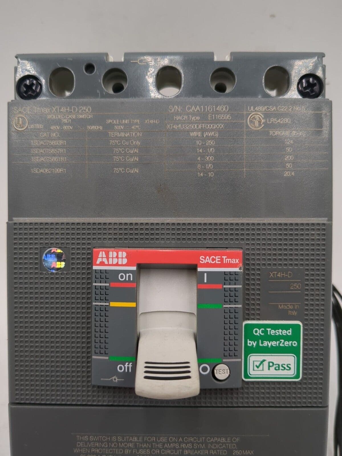 ABB XT4H-D 250 Circuit Breaker — image 1 of 8
