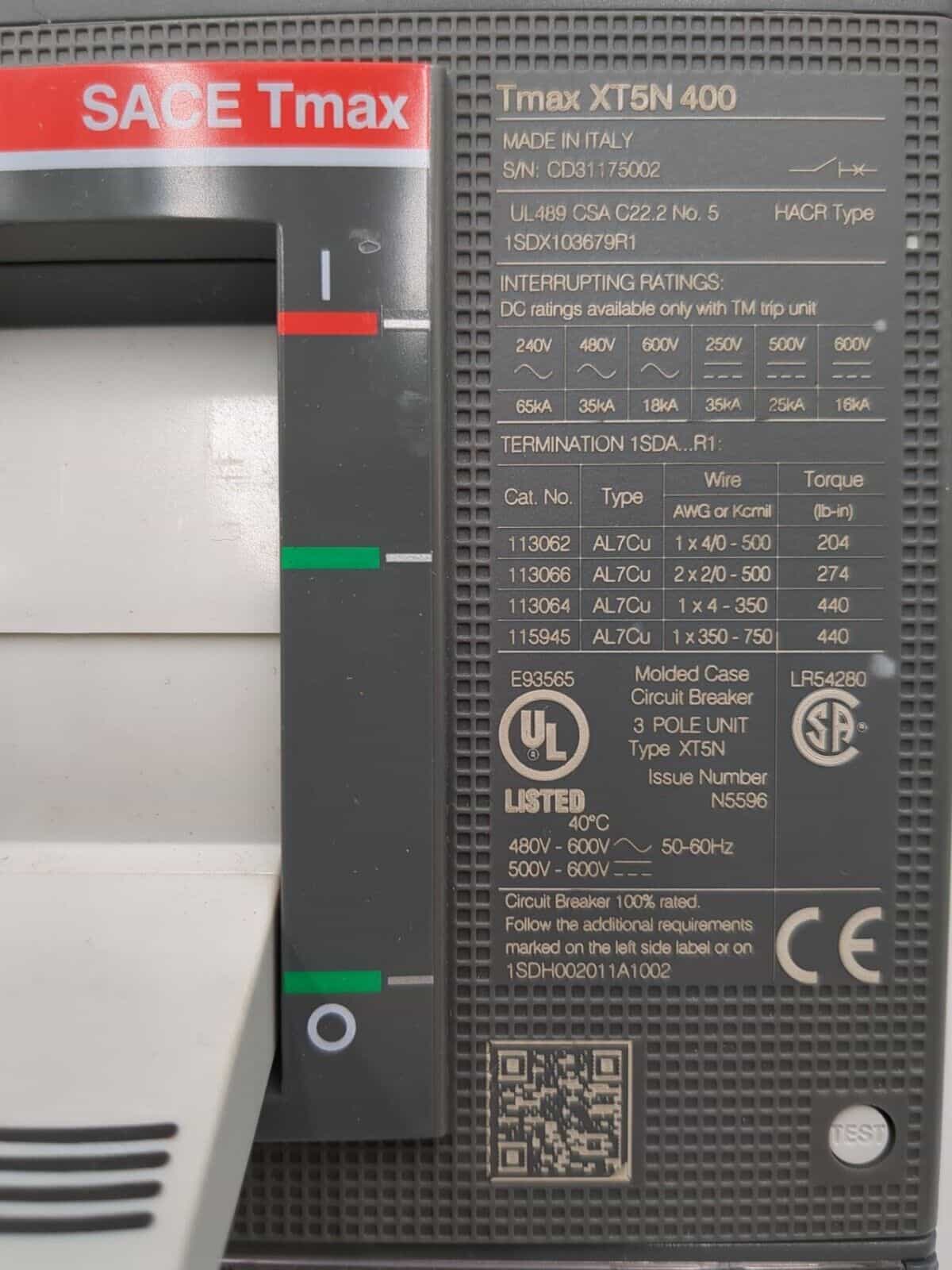 ABB XT5N 400 Circuit Breaker — image 1 of 9