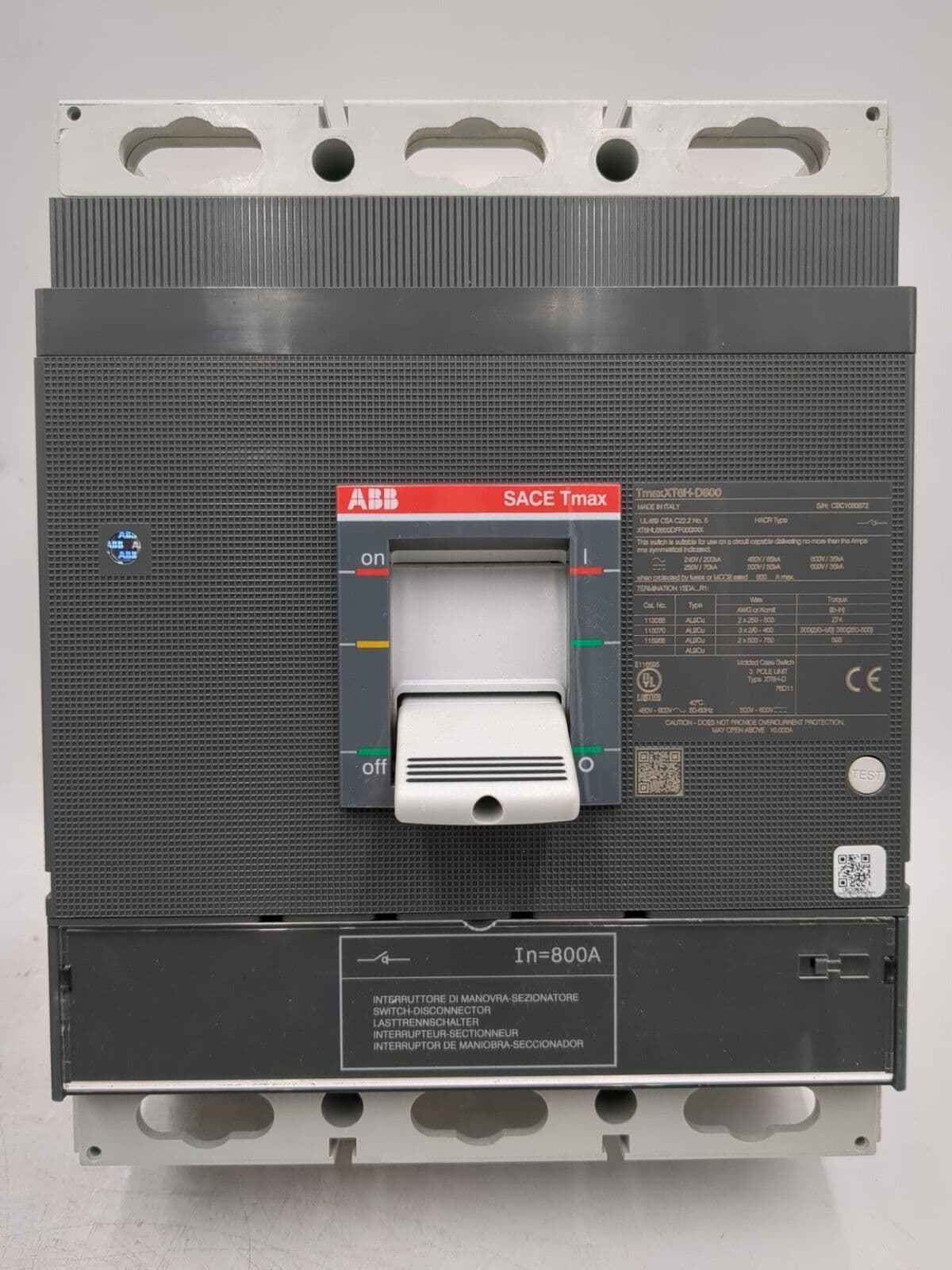 ABB XT6HU3800DFF000XXX Circuit Breaker — image 1 of 9