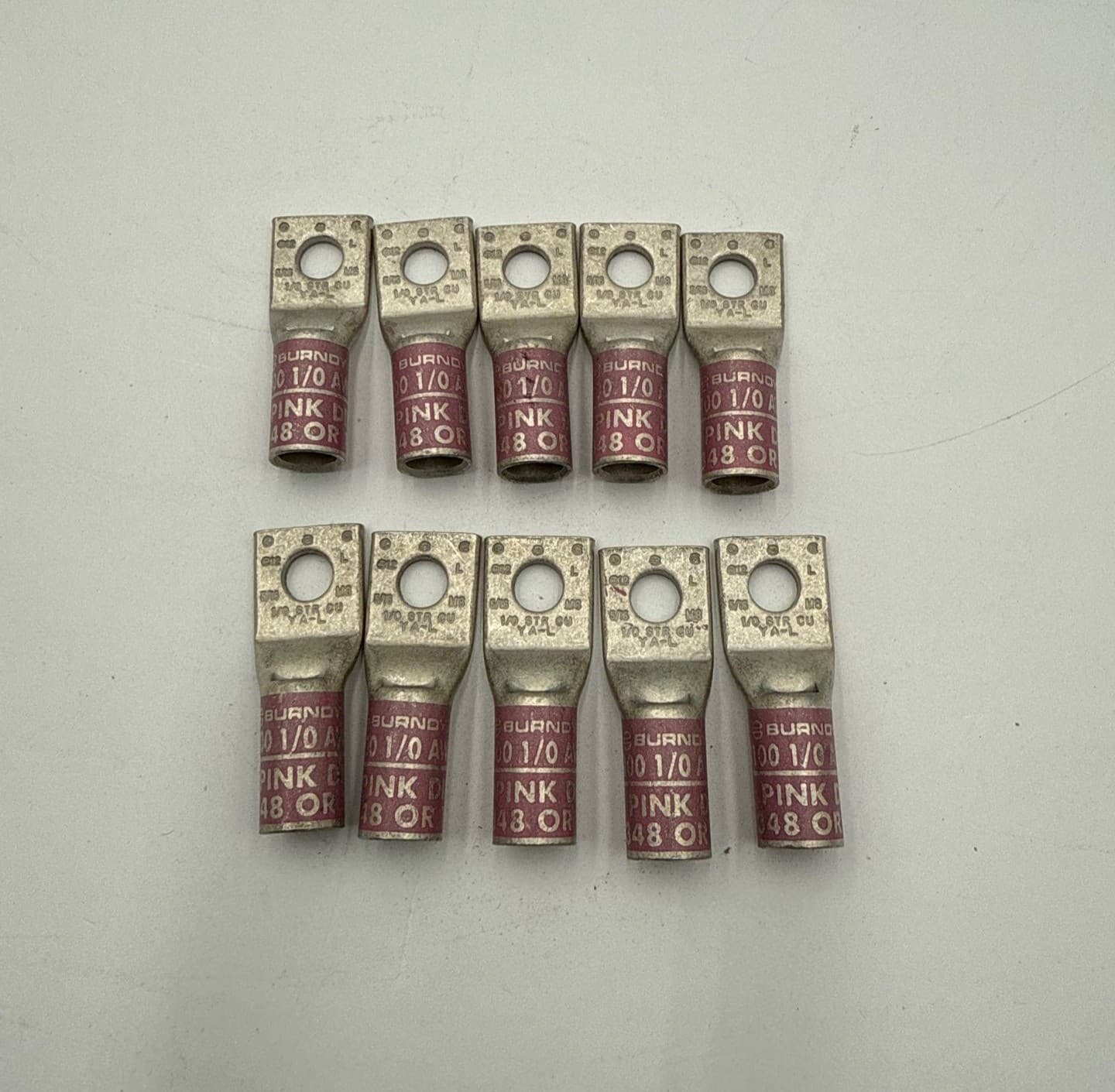 Burndy YA25L4BOX 3/8" Single Hole Compression Lugs 1/0 AWG 10PC – image 1