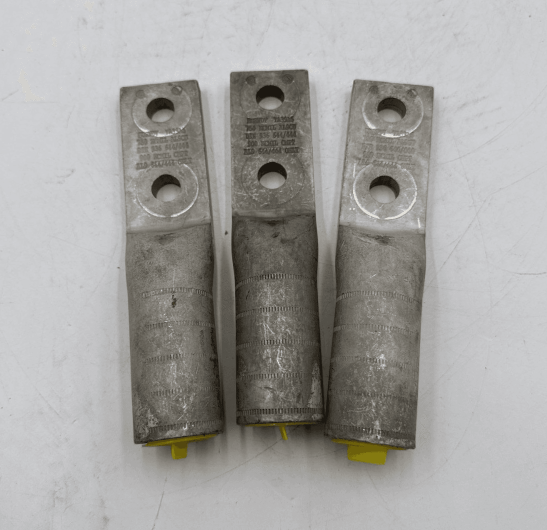 3PC Burndy YA39A5 Aluminum Compression Lug Yellow 2-Hole 1/2'' Stud 750kcmil – image 1