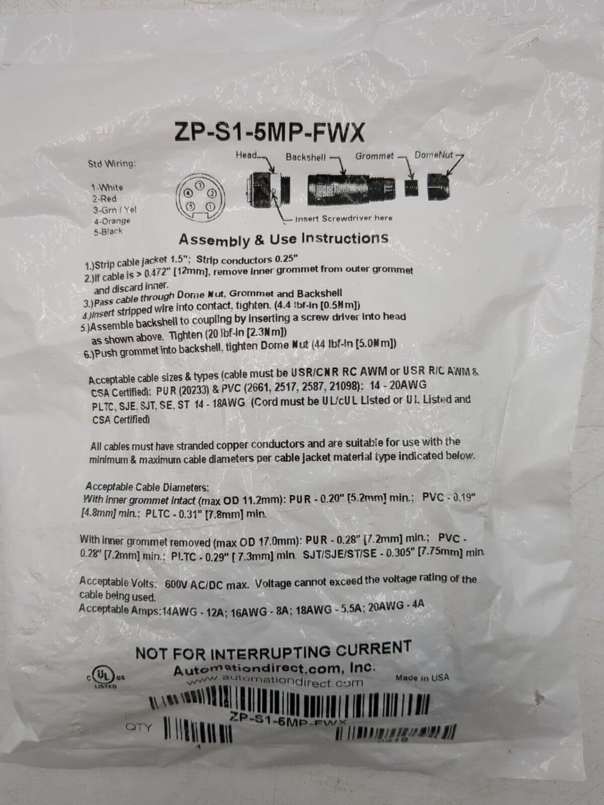 AutomationDirect ZP-S1-5MP-FWX Accessory — image 1 of 4
