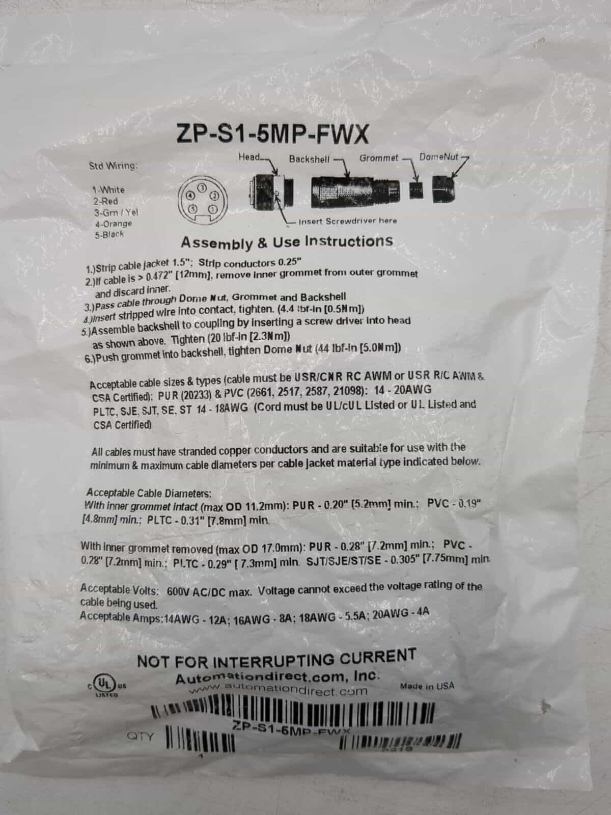 AutomationDirect ZP-S1-5MP-FWX Accessory — image 1 of 4