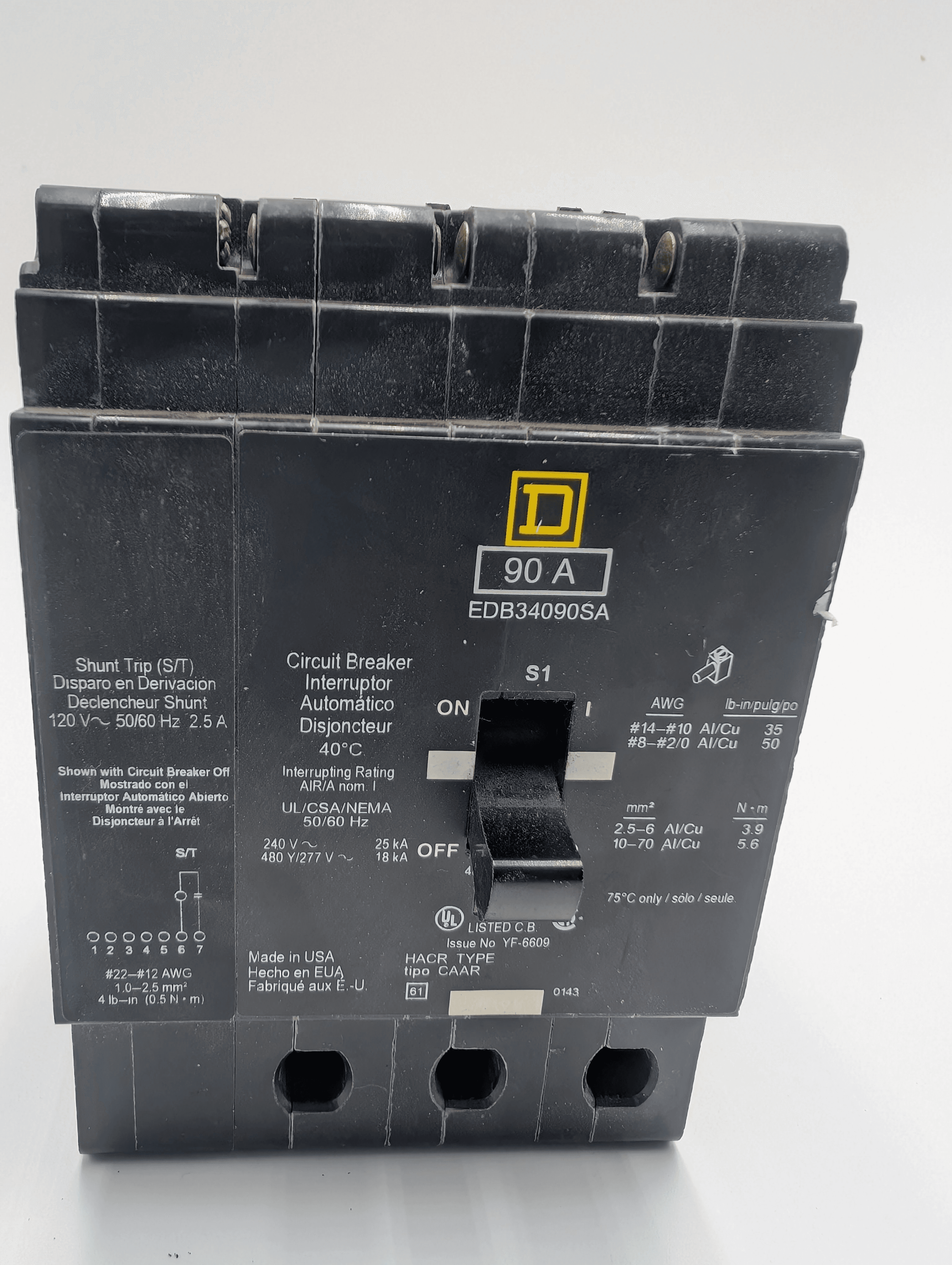 Square D EDB34090SA Circuit Breaker — image 1 of 7