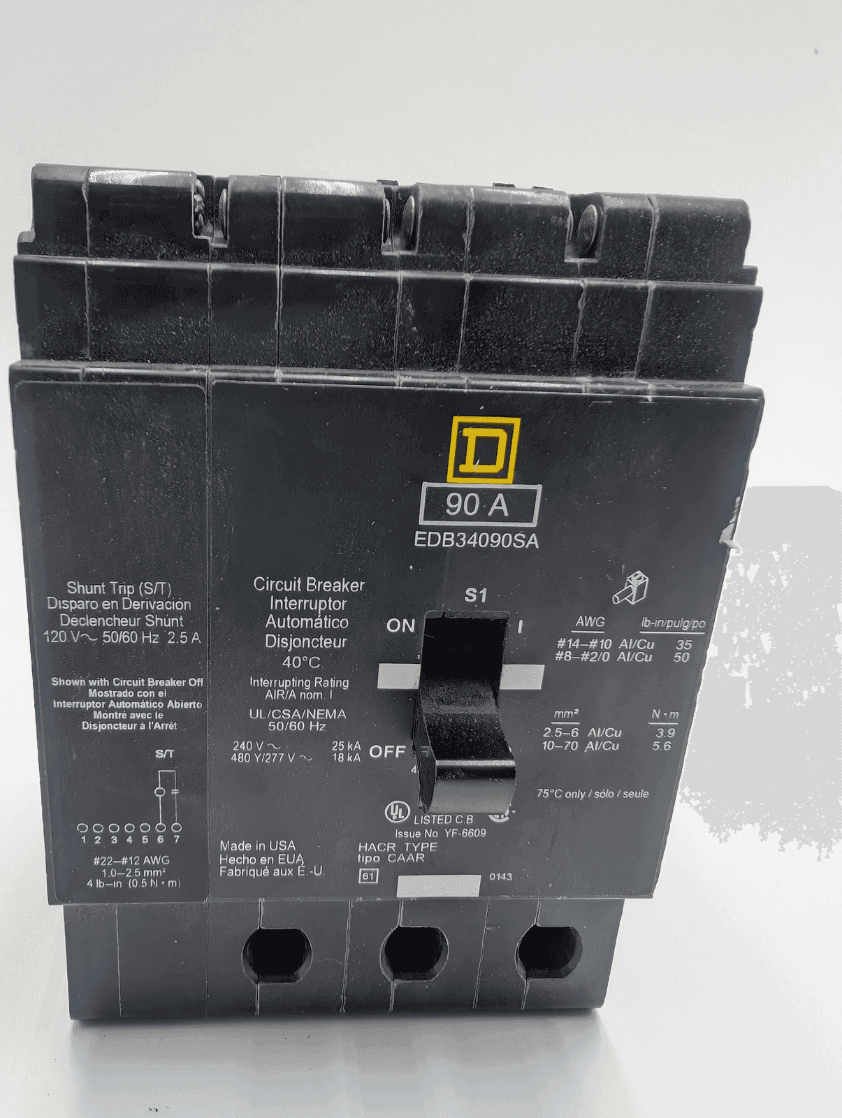 Square D EDB34090SA Circuit Breaker — image 1 of 7