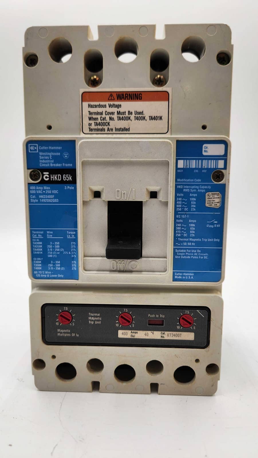 Westinghouse KD3350 Circuit Breaker 400A 600V 3 Pole