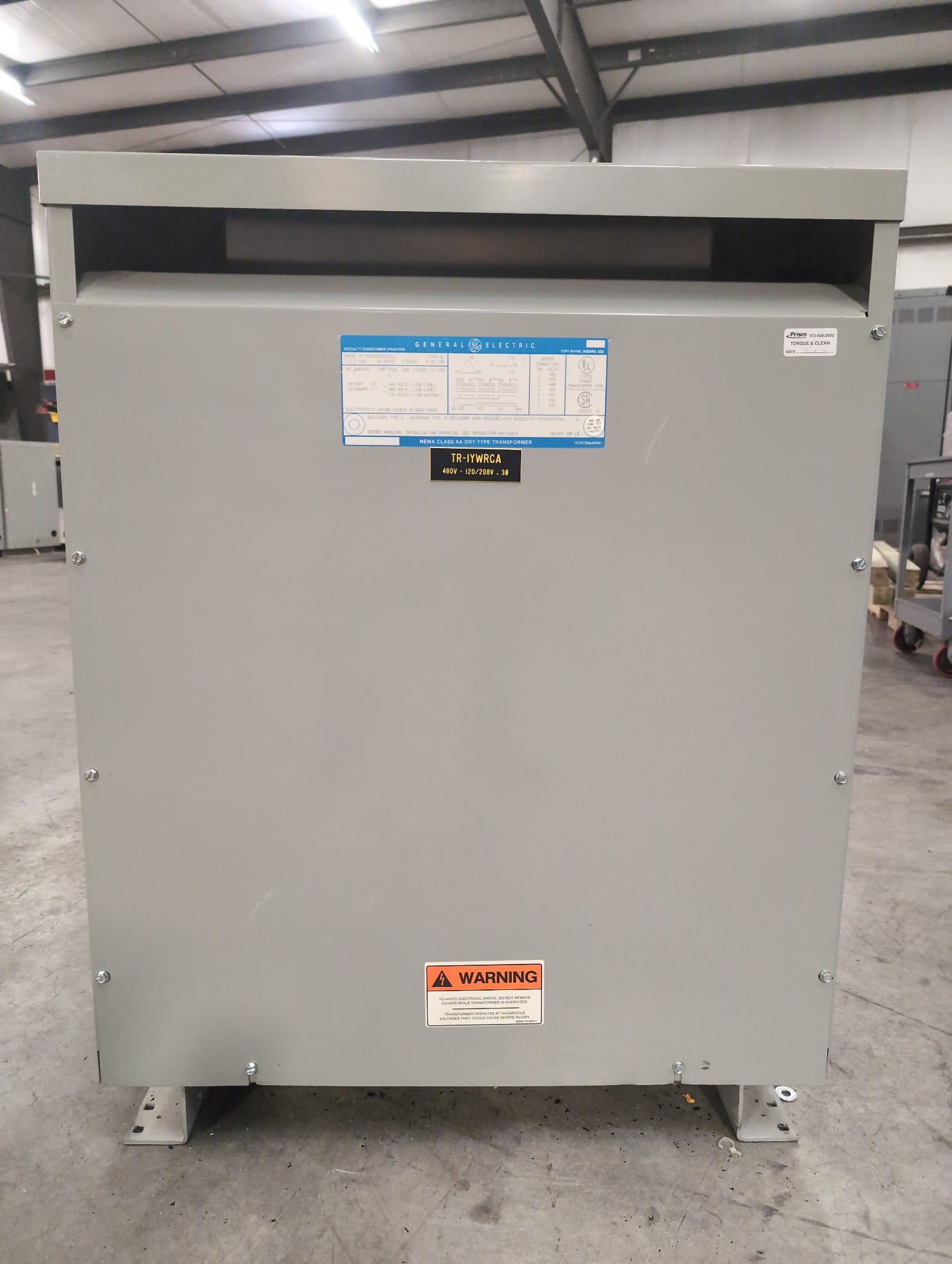 GE 9T23B3875G03 Dry Type Transformer 112.5kVA 480V-208/120V – image 1