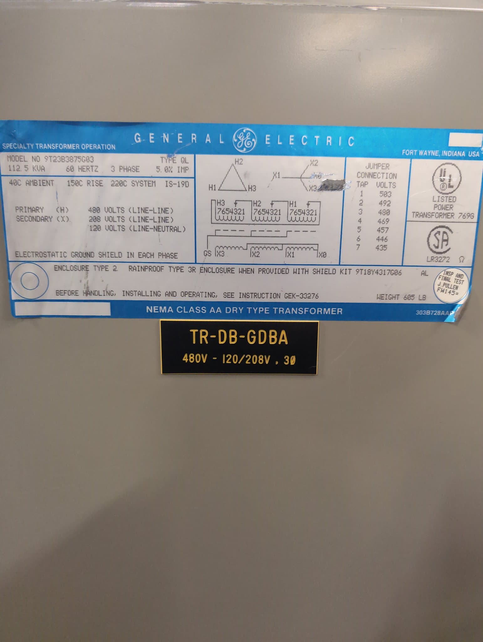 GE 9T23B3875G03 Dry Type Transformers — image 1 of 10