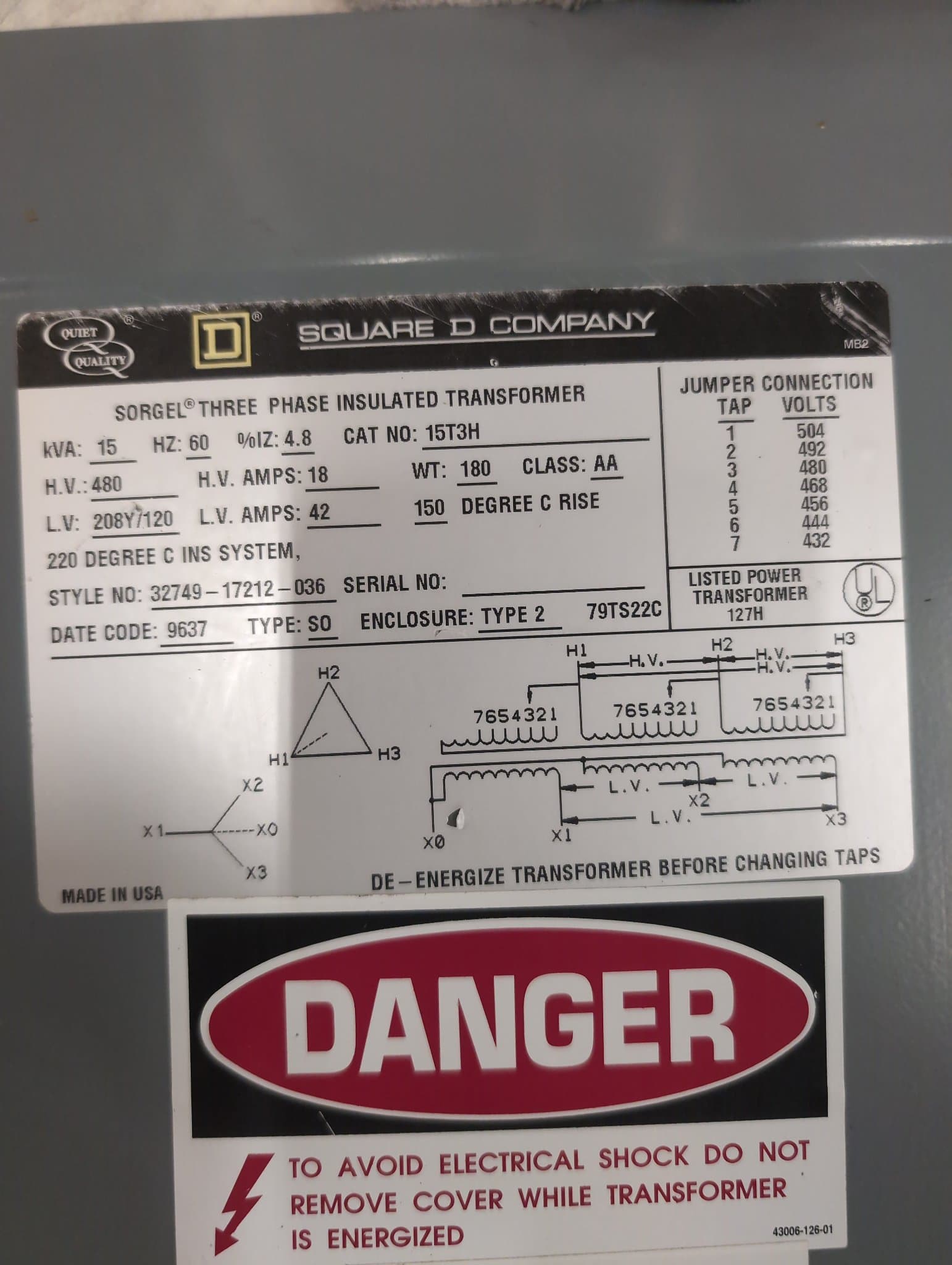 Square D 15T3H Dry Type Transformers — image 1 of 10