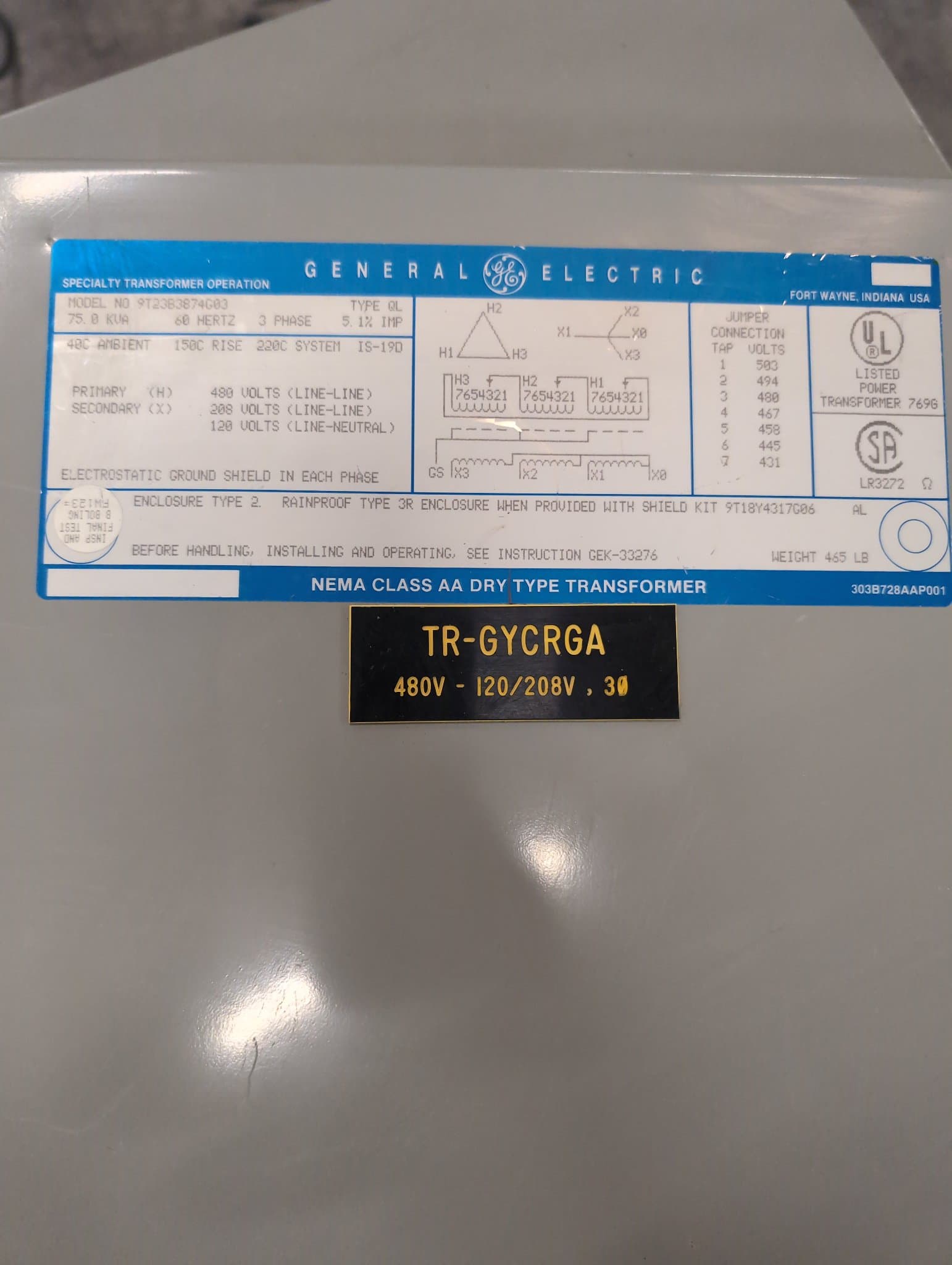 GE 9T23B3874G03 Dry Type Transformers — image 1 of 10