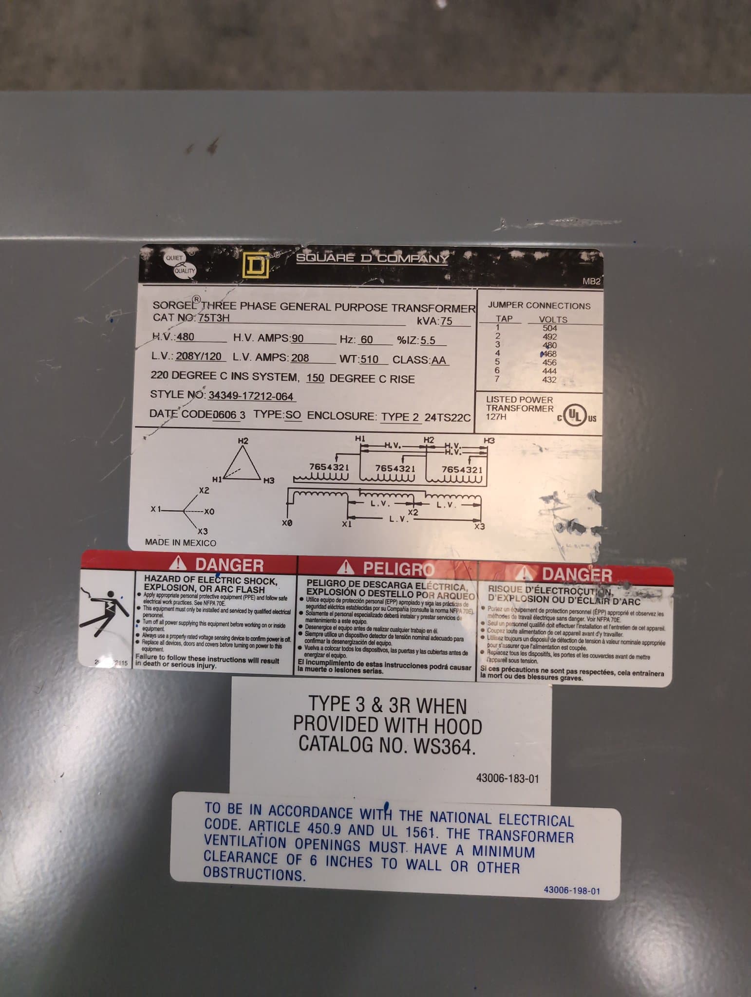 Square D 75T3H Dry Type Transformers — image 1 of 10