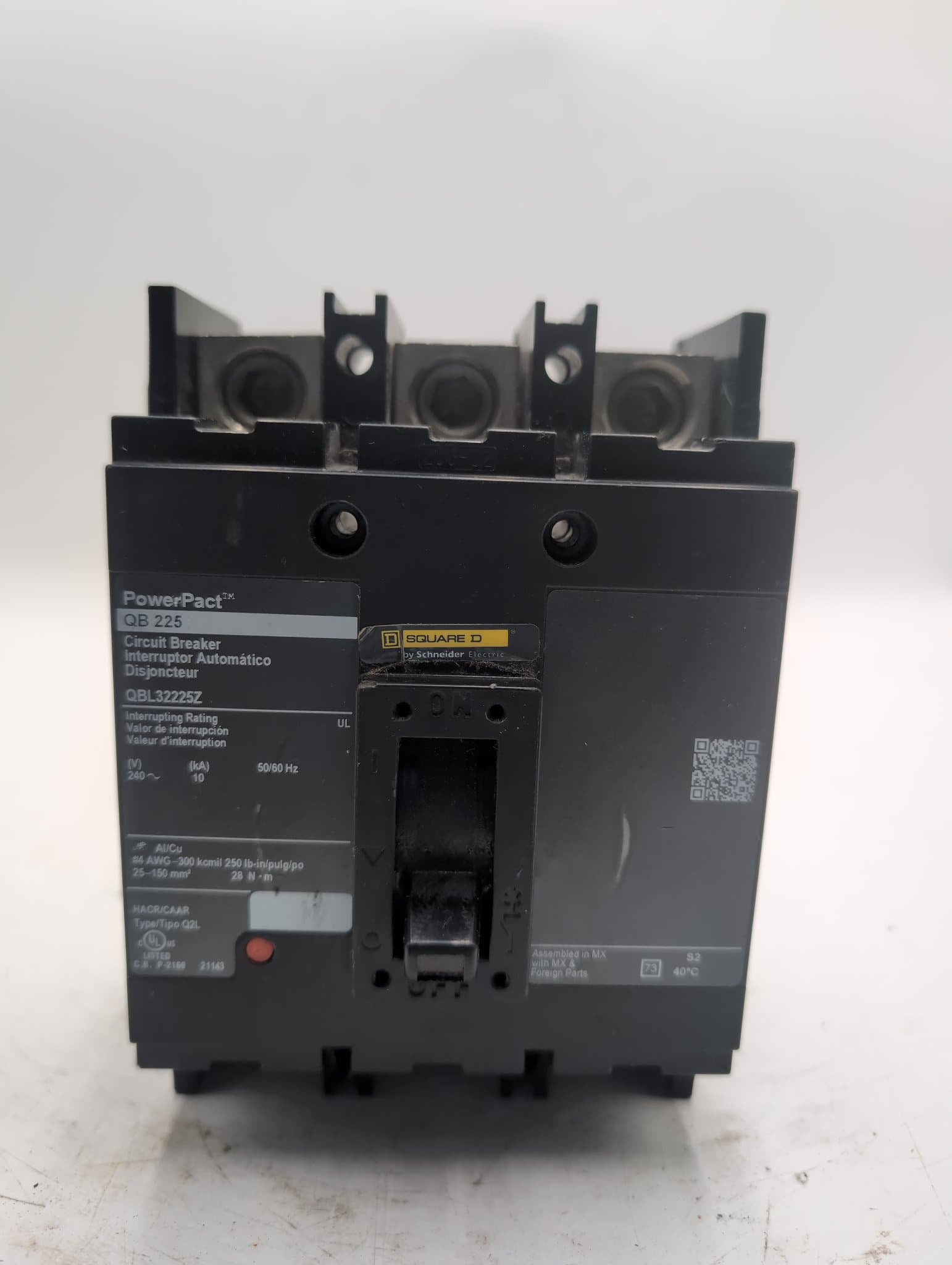 Square D QBL32225Z Circuit Breaker 225A 600V 3P Used