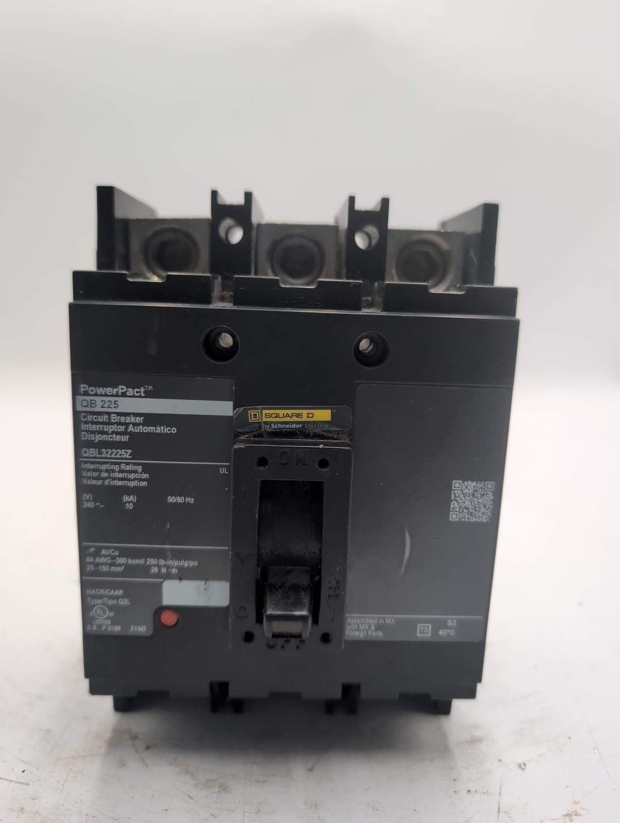Square D QBL32225Z Circuit Breaker 225A 600V 3P Used