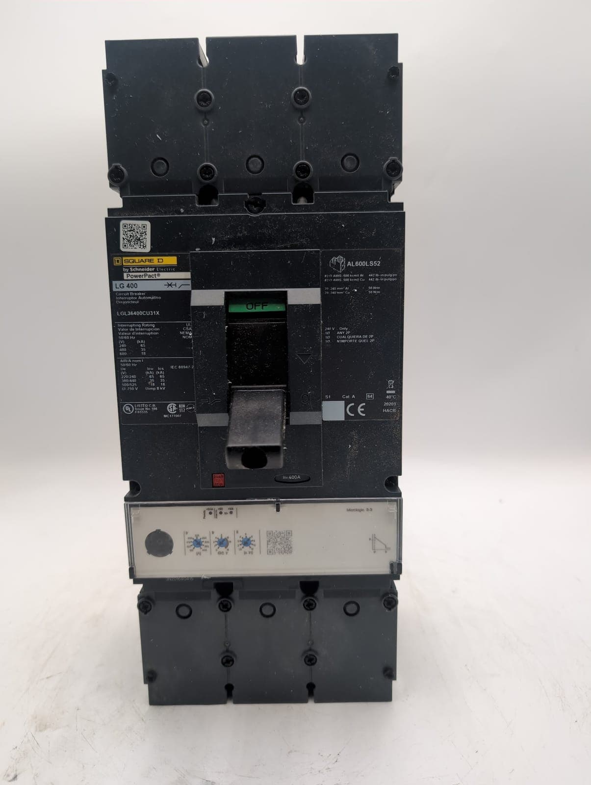 Square D LGL36400CU31X Circuit Breaker 400A 600V 3P