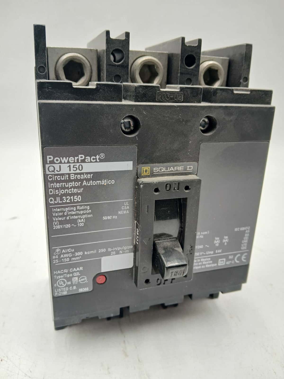 Square D QJL32150 Circuit Breaker 150A 240V 3 Pole