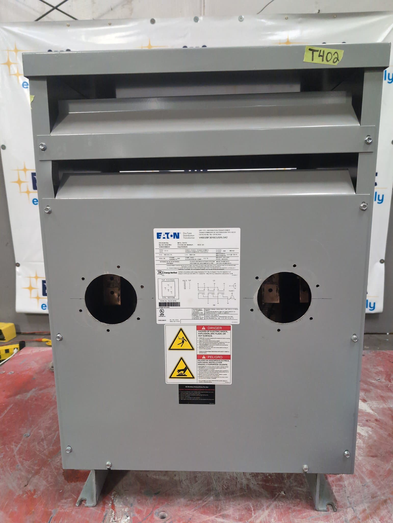 Eaton V48D28F3016CUSRLS42 30kVA Indoor Transformer 480V/208Y-120V – image 1