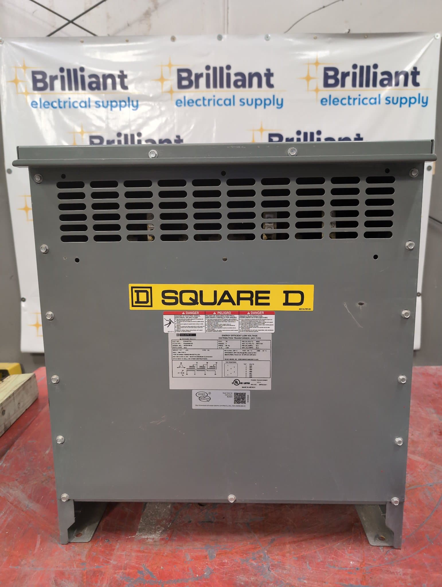 Square D EXN30T3H Dry Type Transformer 30 kVA 480V/208-120V 3PH NEMA 1 – image 1