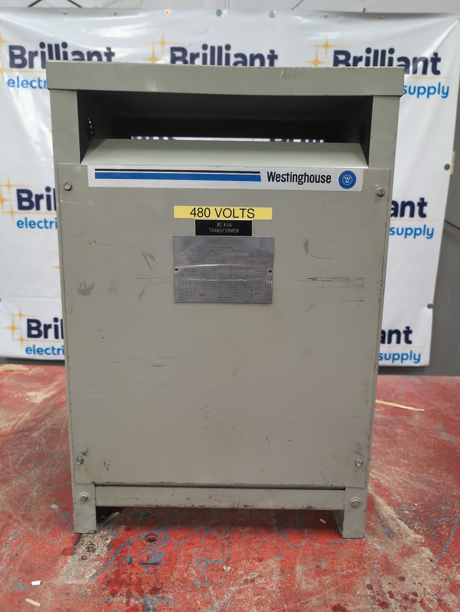 Westinghouse V48M28T30K Dry Type Transformer 30kVA 480V 208/120V NEMA 2