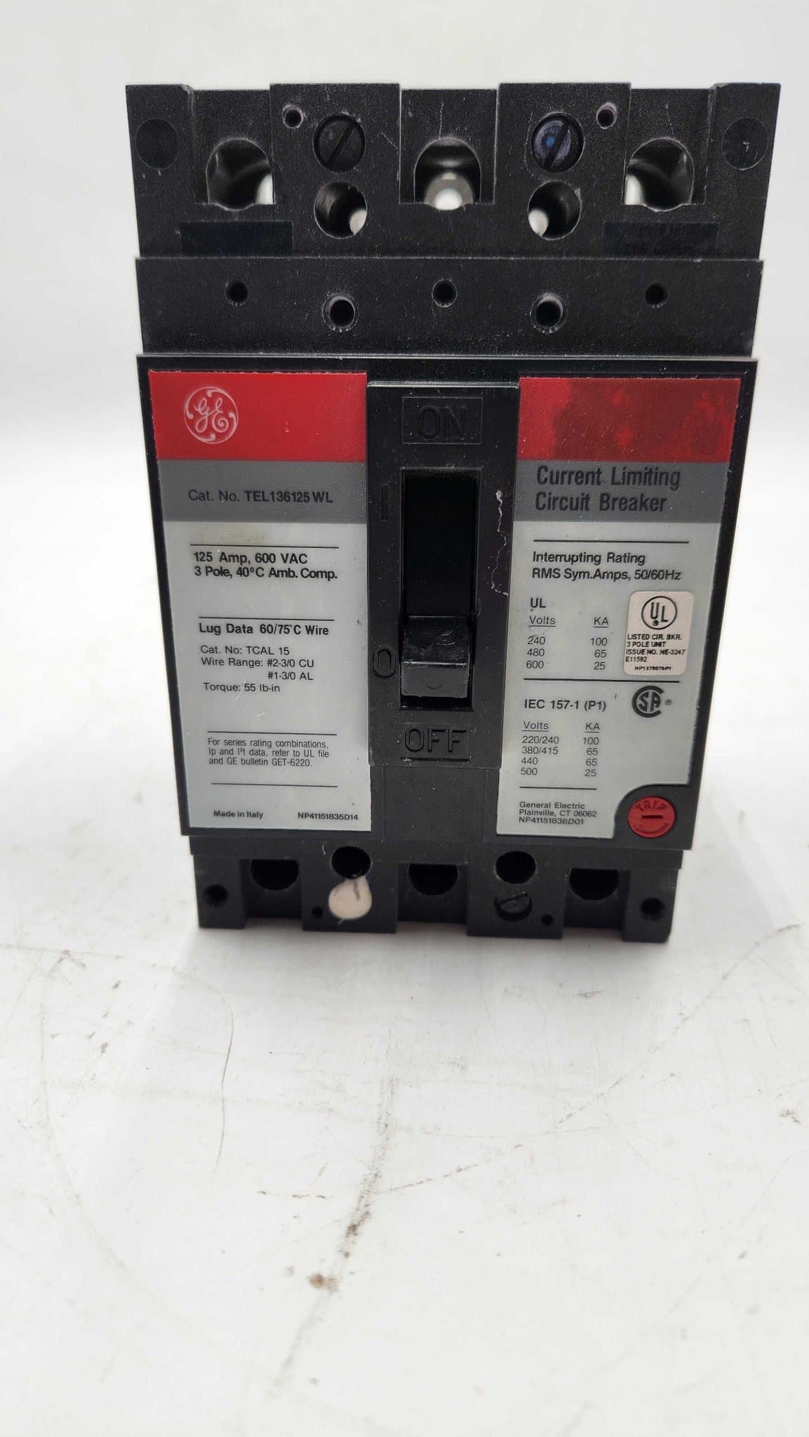 GE TEL136125WL Circuit Breaker — image 1 of 6