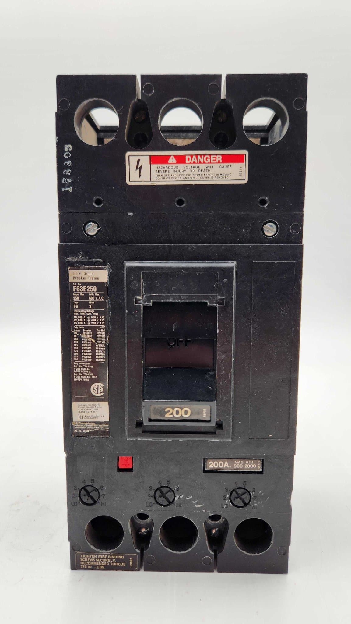 Siemens F63F250 Circuit Breaker — image 1 of 7