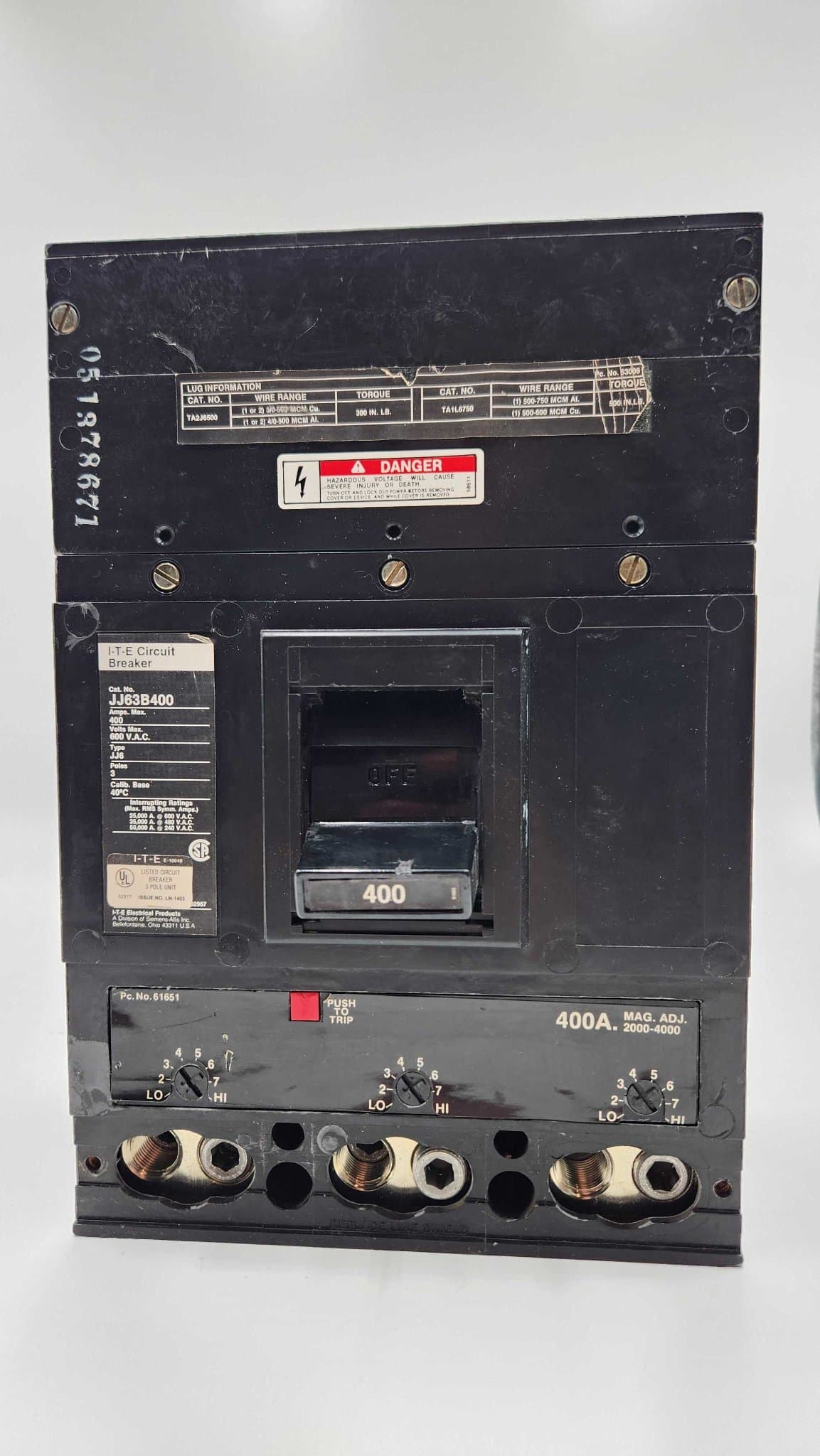 Siemens JJ63B400 Circuit Breaker — image 1 of 8