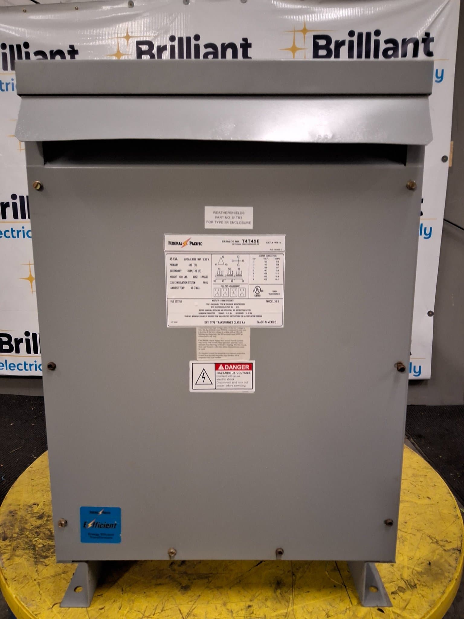 Federal Pacific T4T45E 45kVA Dry Type Transformer 480V/208-120V NEMA 3R – image 1