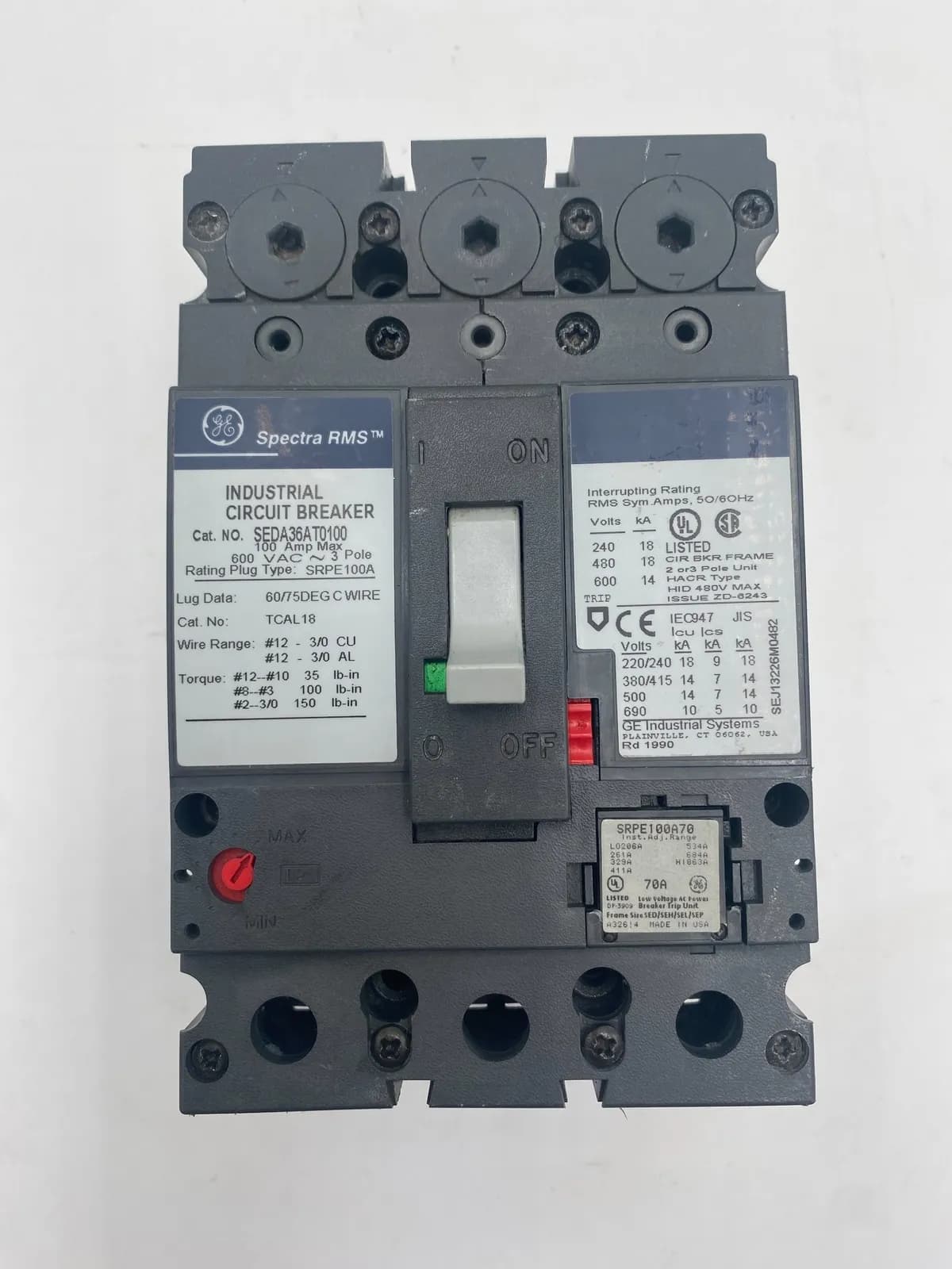 GE SEDA36AT0100 Circuit Breaker — image 1 of 6