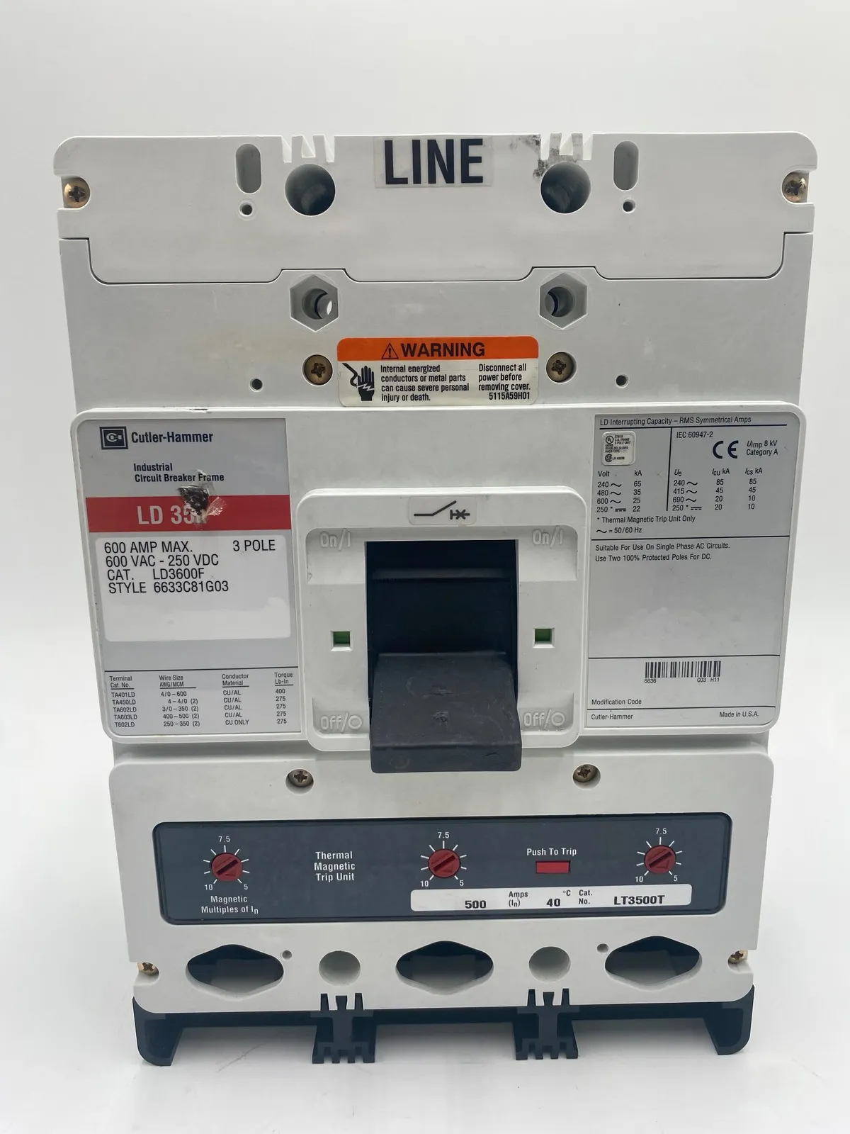 Cutler-Hammer LD3500 Circuit Breaker — image 1 of 7