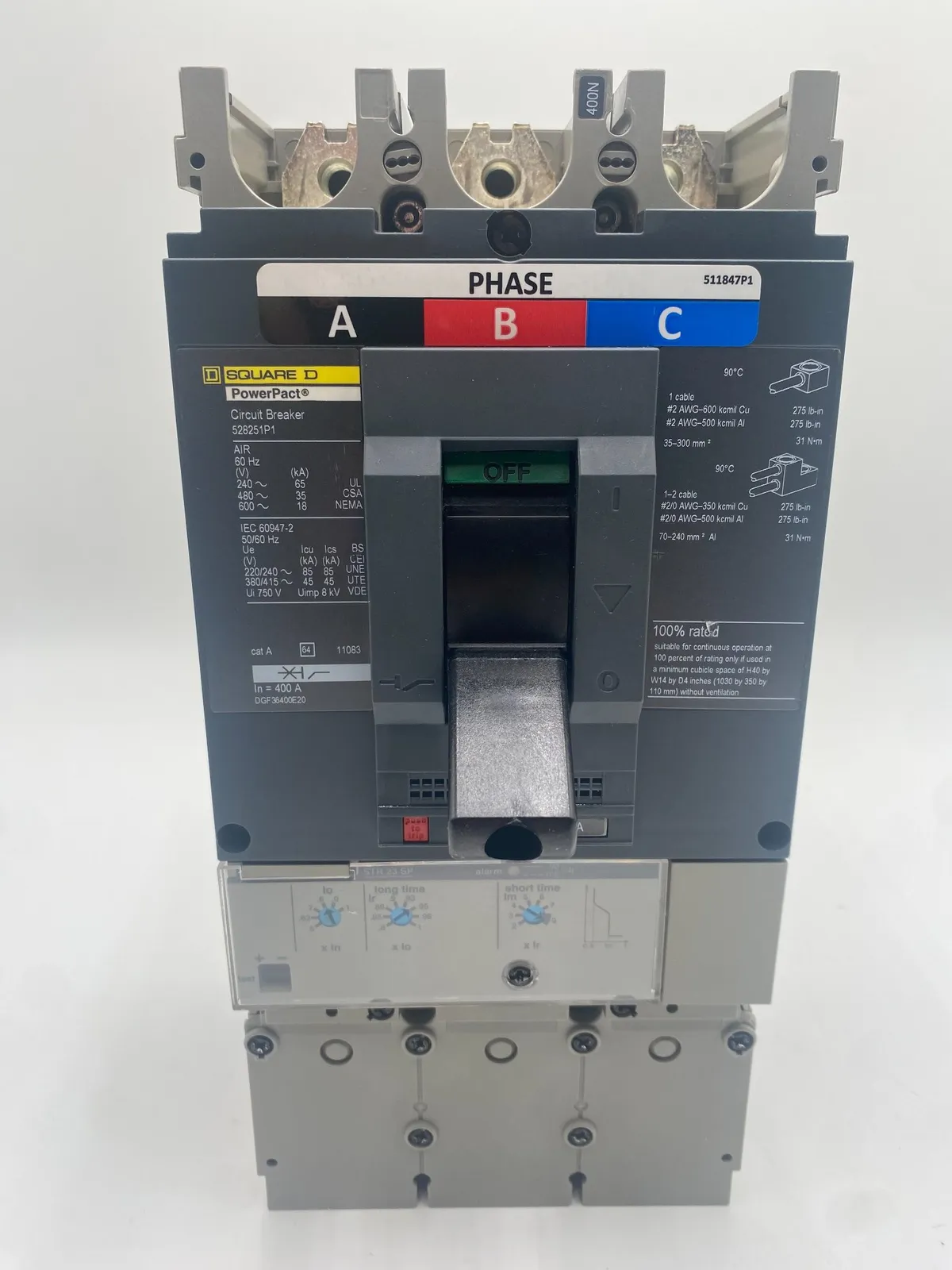 Square D DGF36400E20 Circuit Breaker 400A 600V 3P