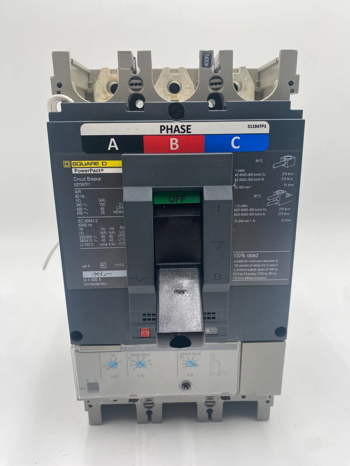 Square D DGF36400E0S0 Circuit Breaker 400A 600V 3 Pole