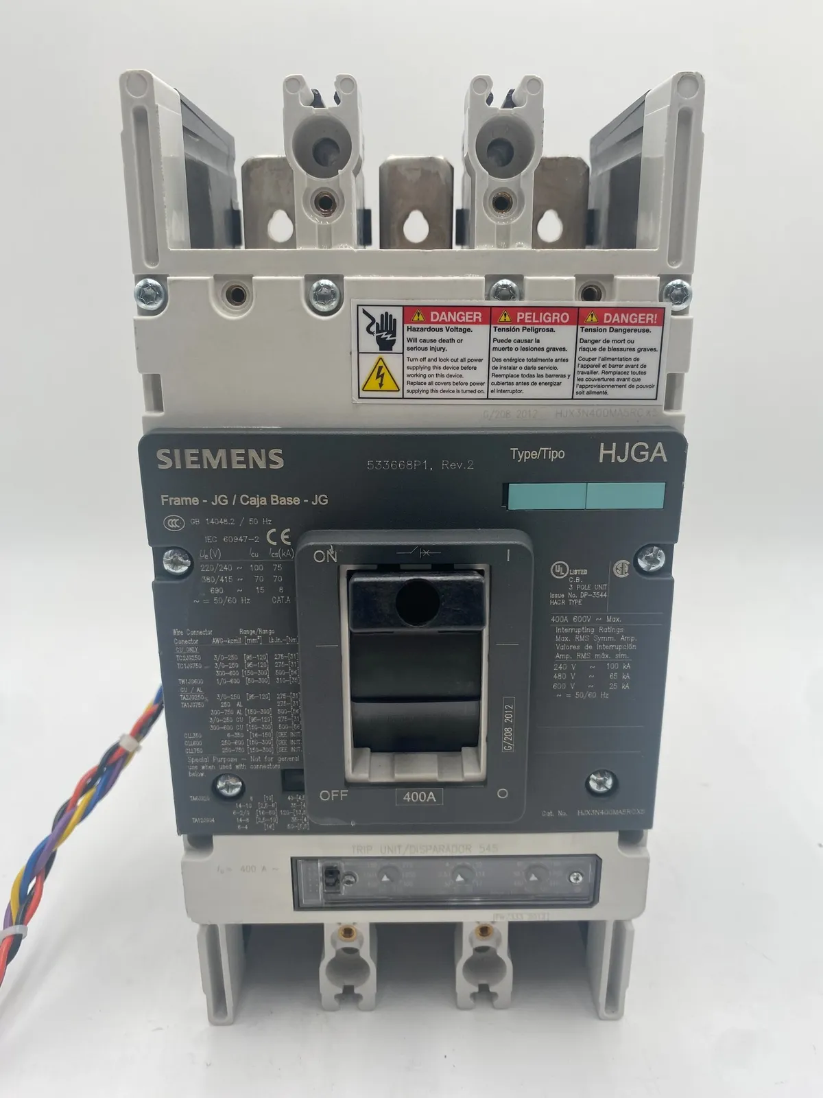 Siemens HJX3N400MA5RCX5 Circuit Breaker 400A 600V 3P HJX