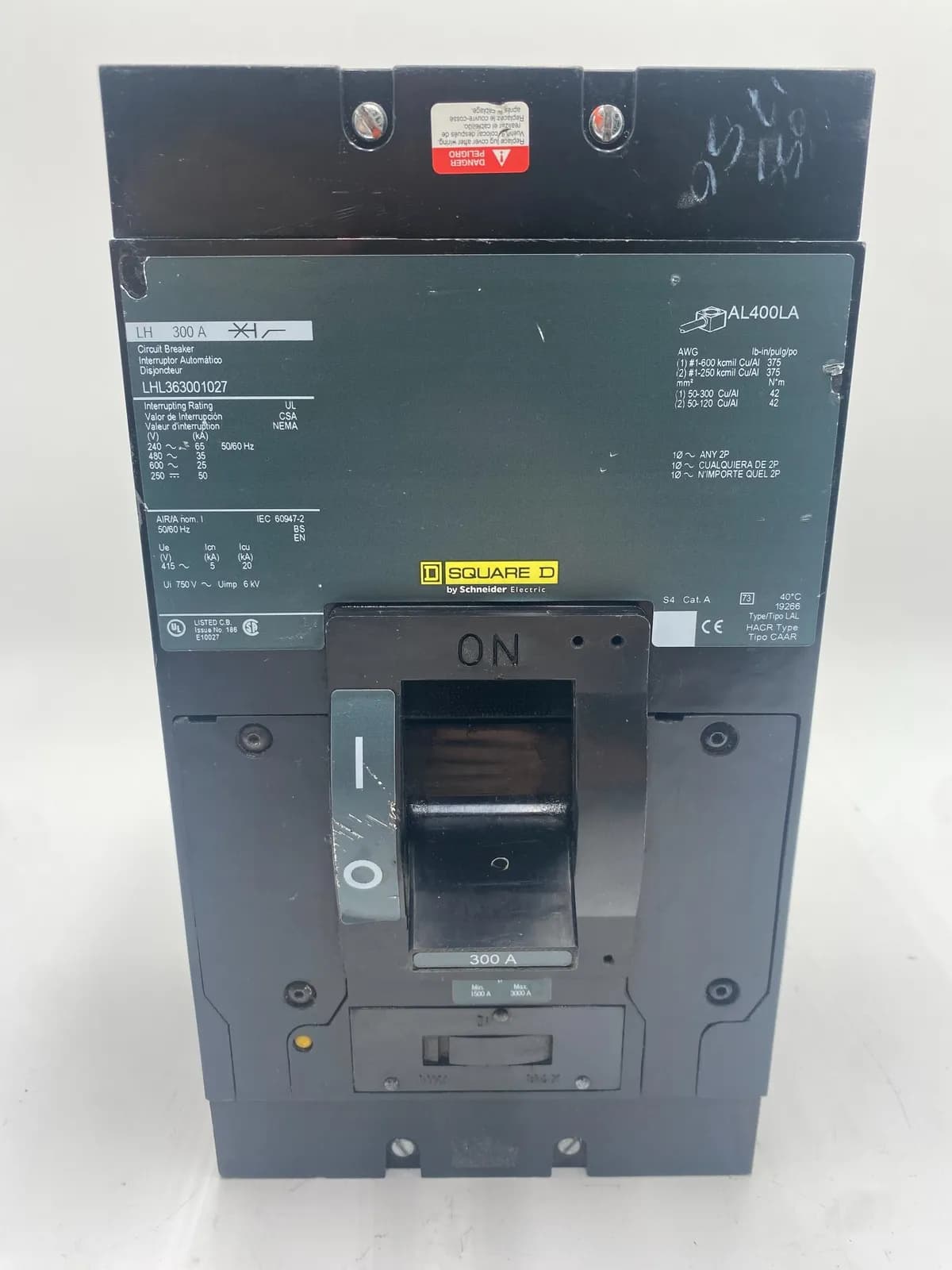 Square D LHL363001027 Circuit Breaker 300A 600V 3P