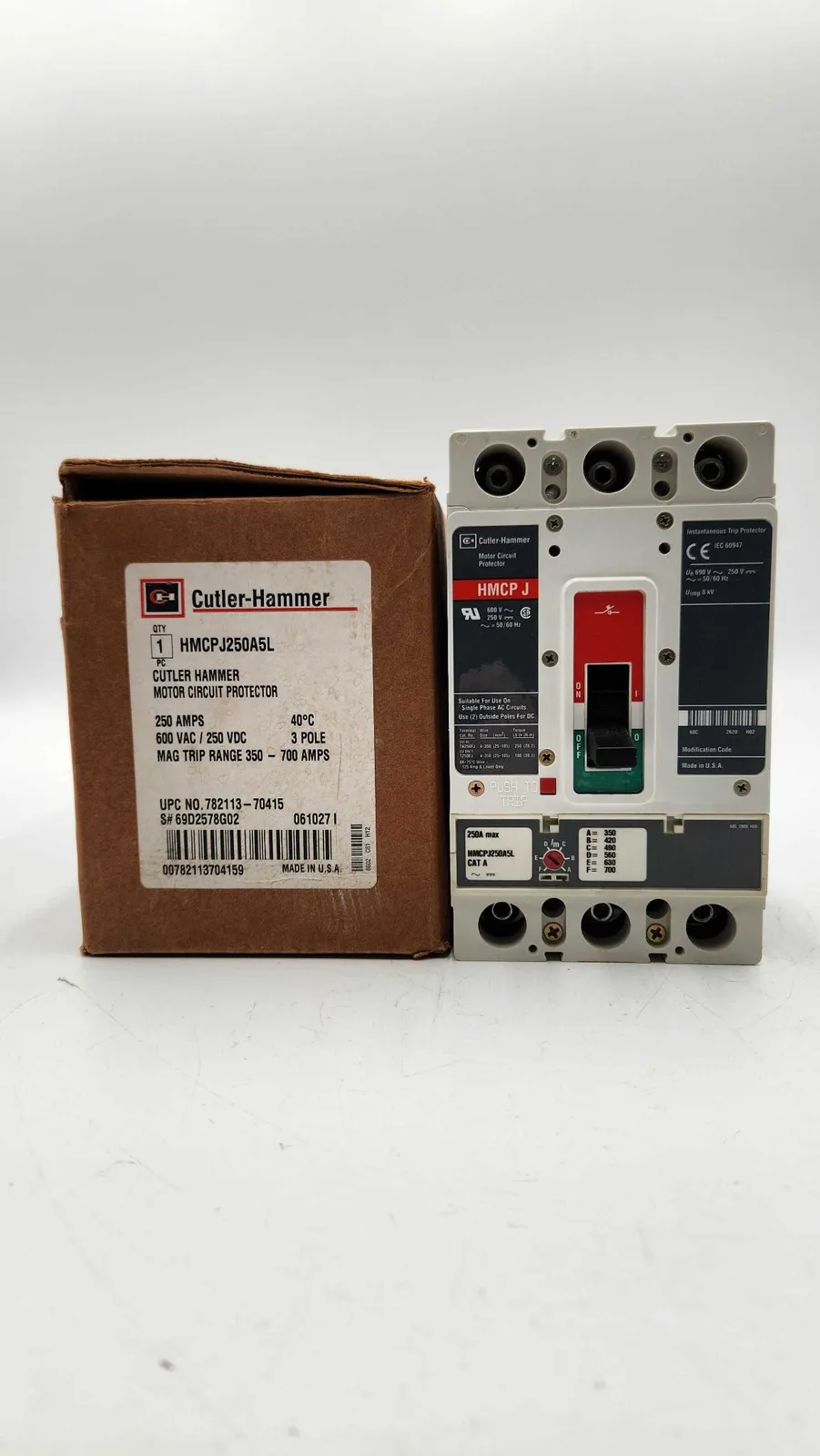 Cutler-Hammer HMCPJ250A5L Circuit Breaker 250A 600V 3P I-Line