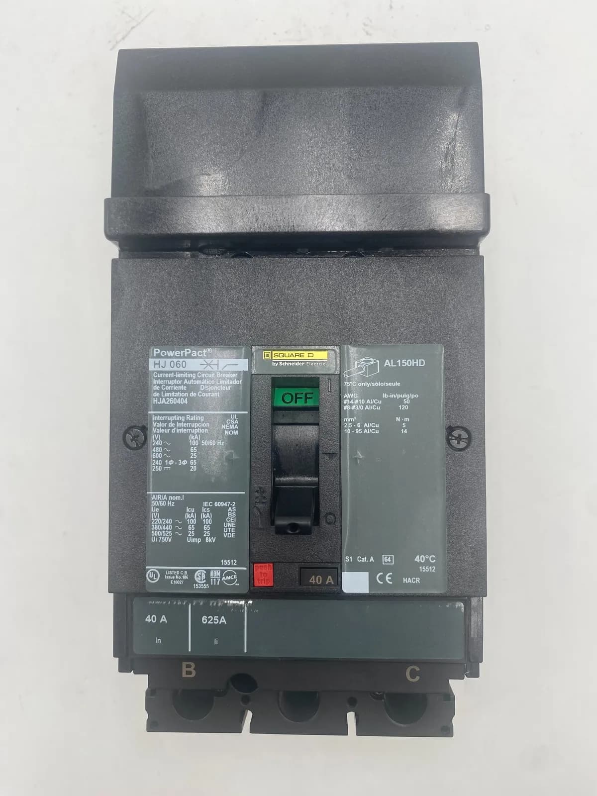 Square D HJA260404 Circuit Breaker 40A 600V 2 Pole